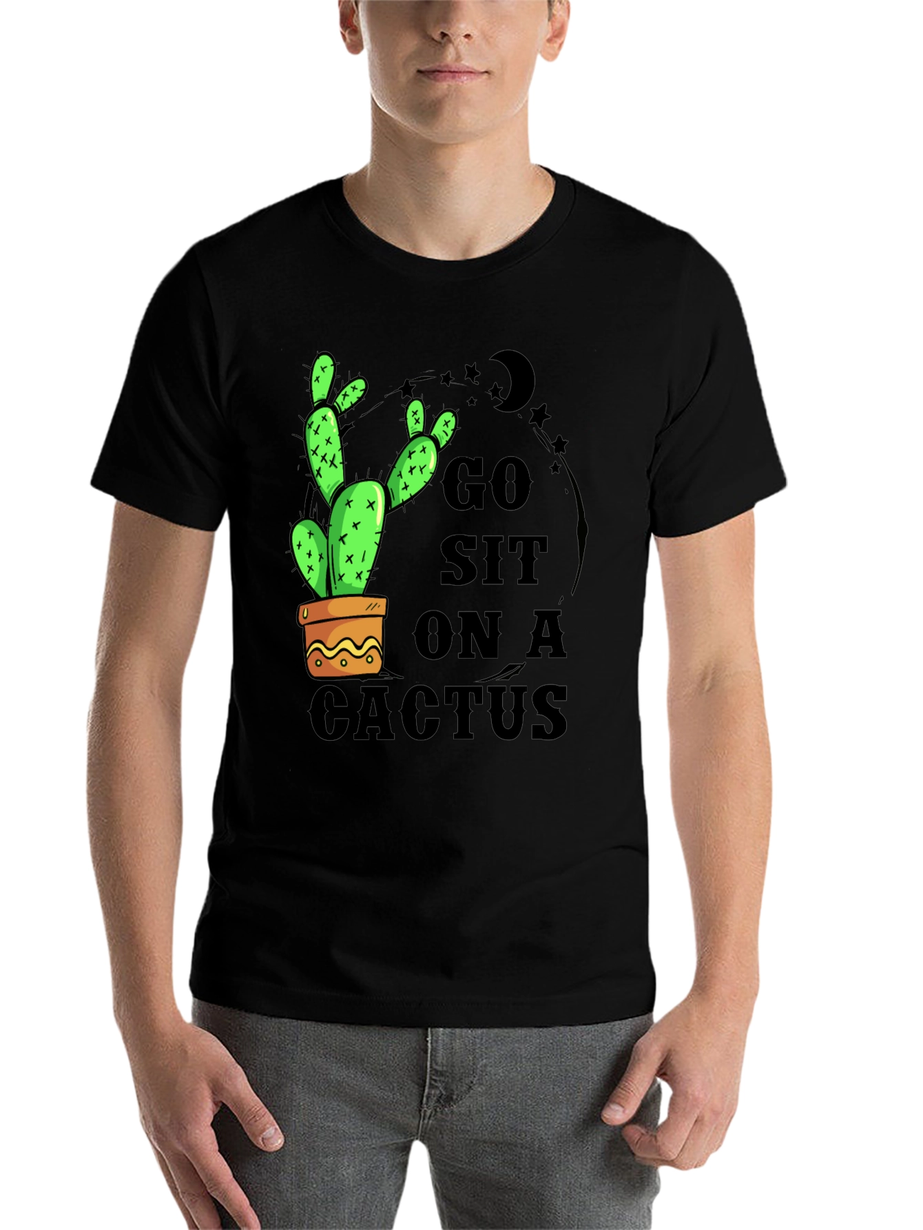 Black Go Sit On A Cactus T-Shirt - Funny Graphic Tee view 7