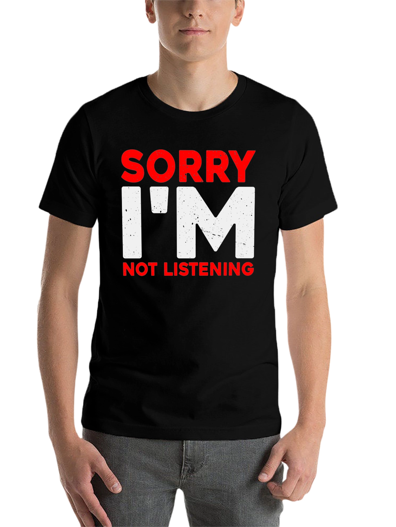 Black Sorry I'm Not Listening Graphic T-Shirt view 7