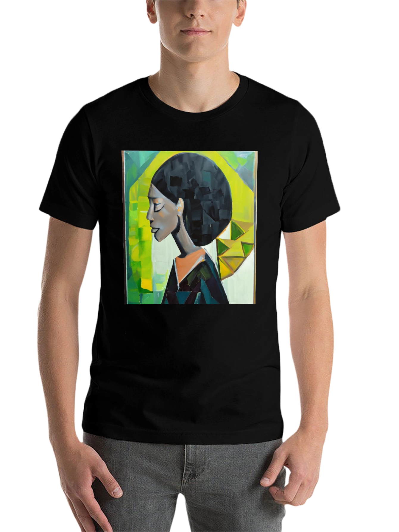 Black Artistic Afro Woman Graphic Tee - Black view 7