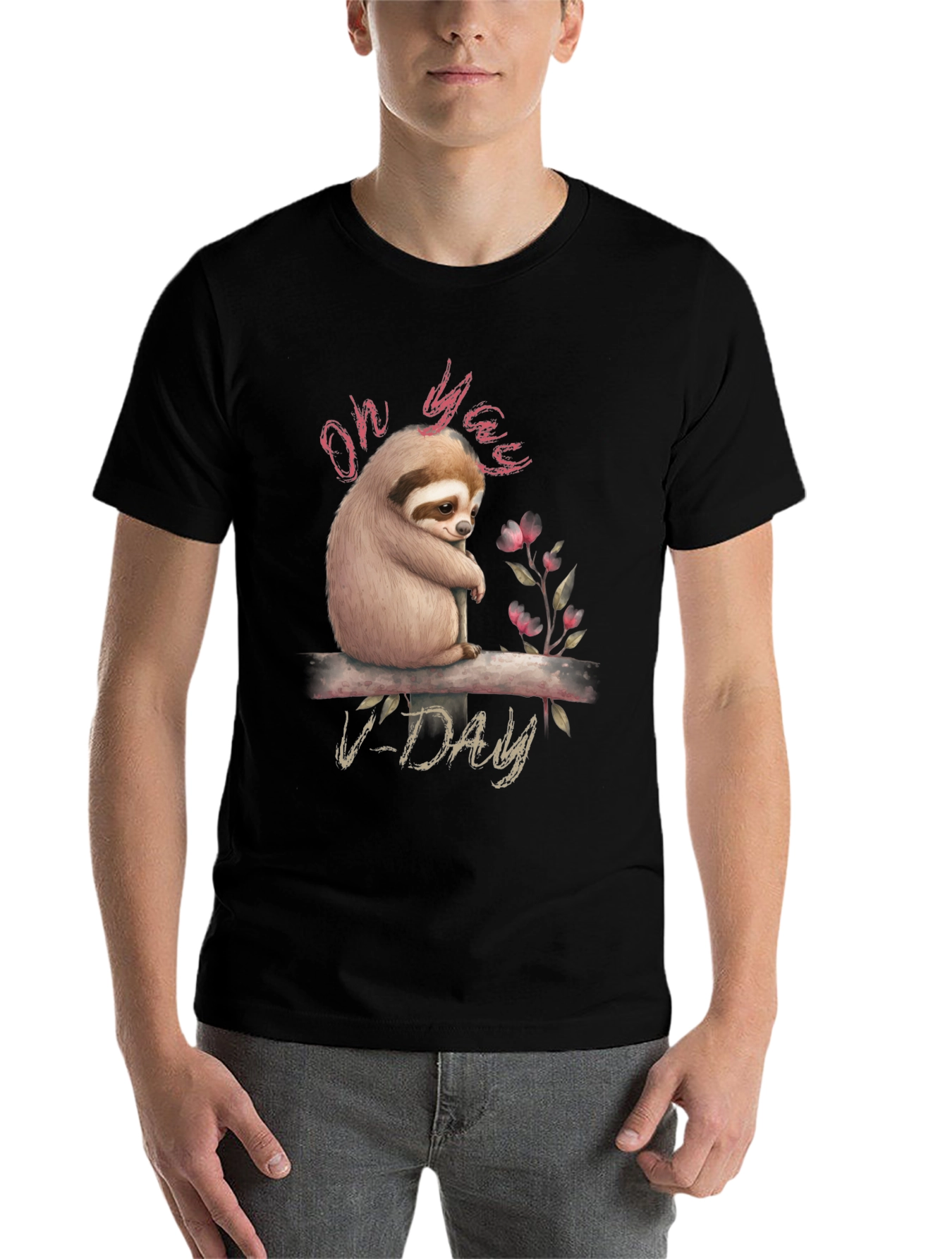 Black Oh Yaas V-Day Sloth Graphic Tee view 7