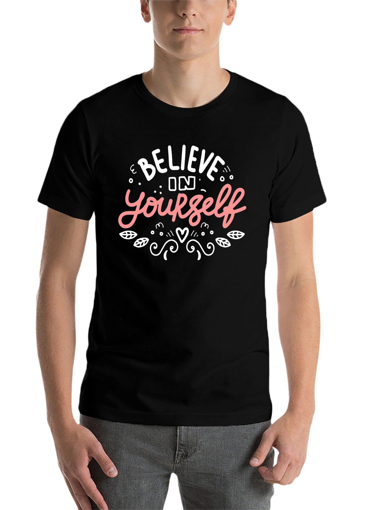 Black Believe in Yourself T-Shirt - Motivational Black Tee view 7