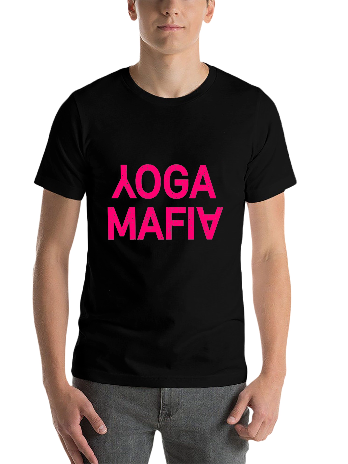 Black Yoga Mafia Funny T-Shirt view 7