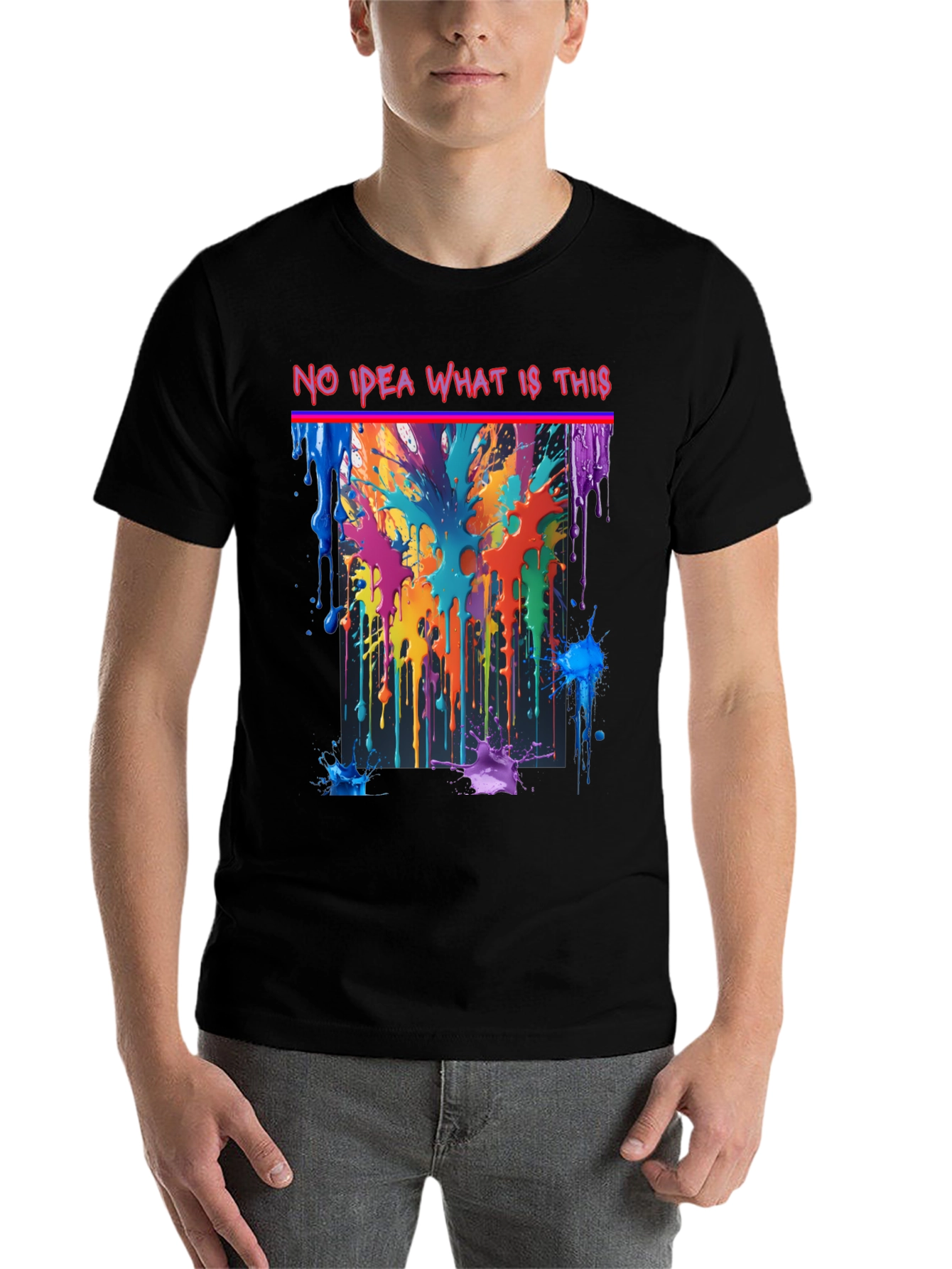 Black Abstract Paint Splatter T-Shirt view 7