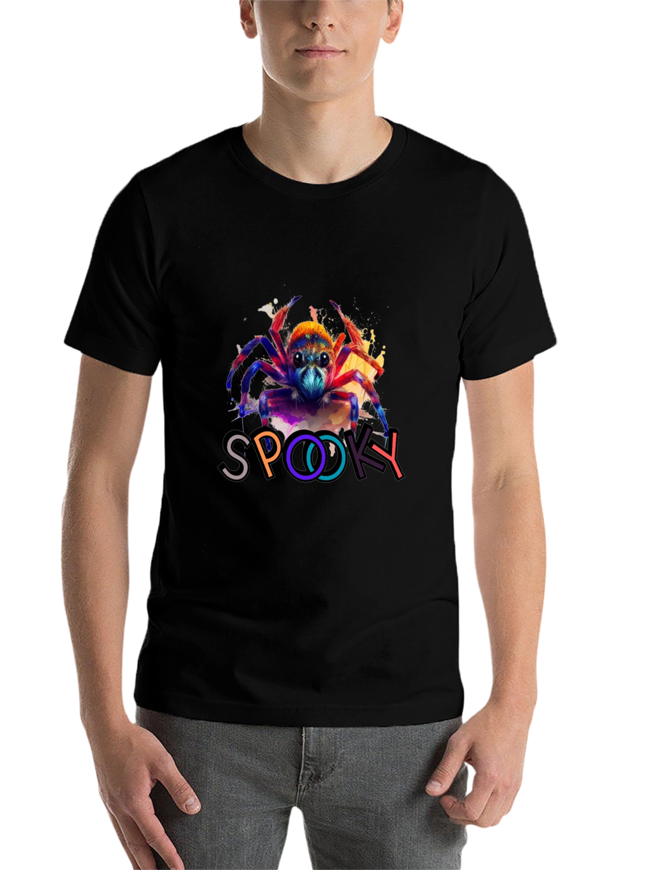 Black Spooky Spider Graphic T-Shirt view 7
