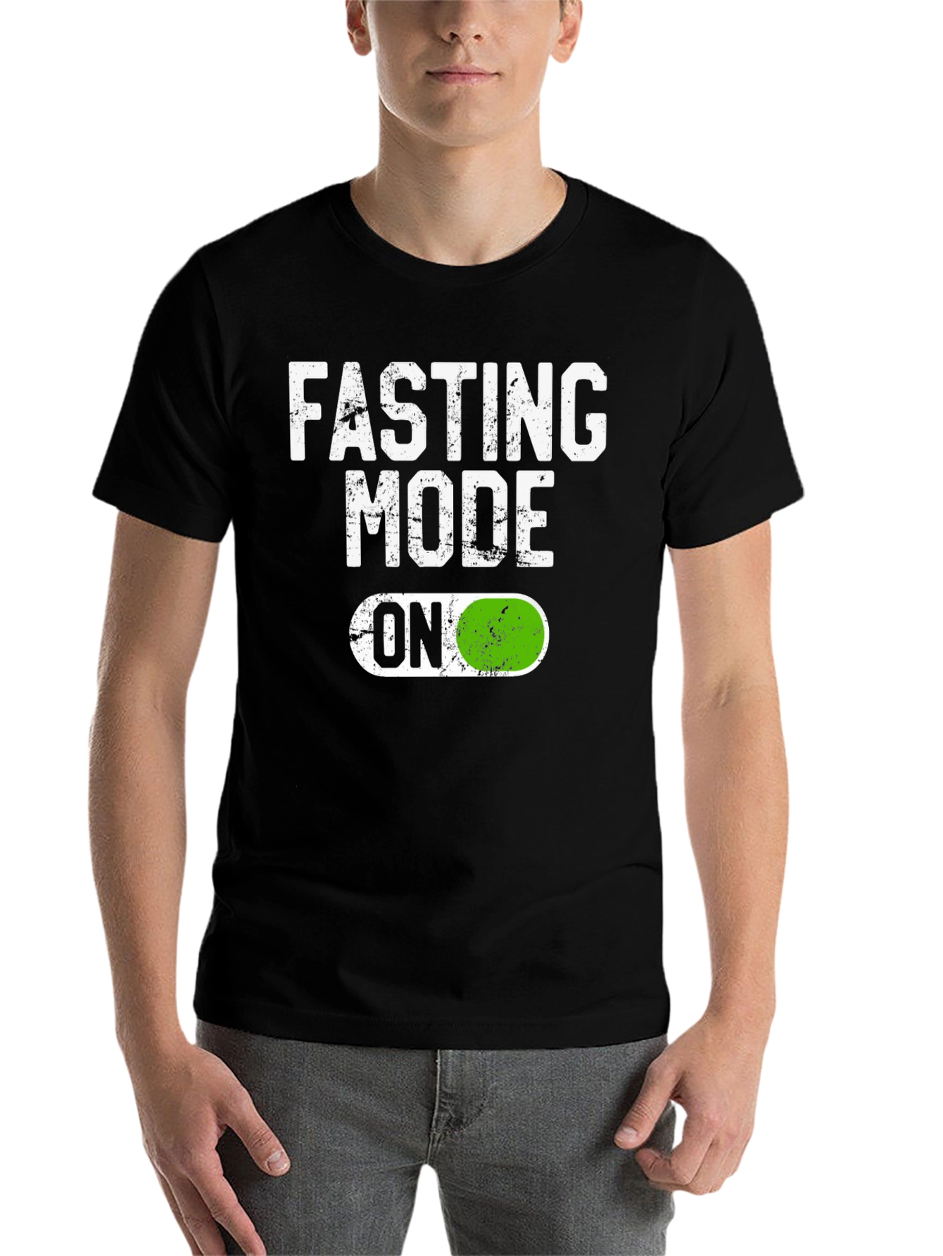 Black Fasting Mode On T-Shirt - Funny Diet Tee view 7