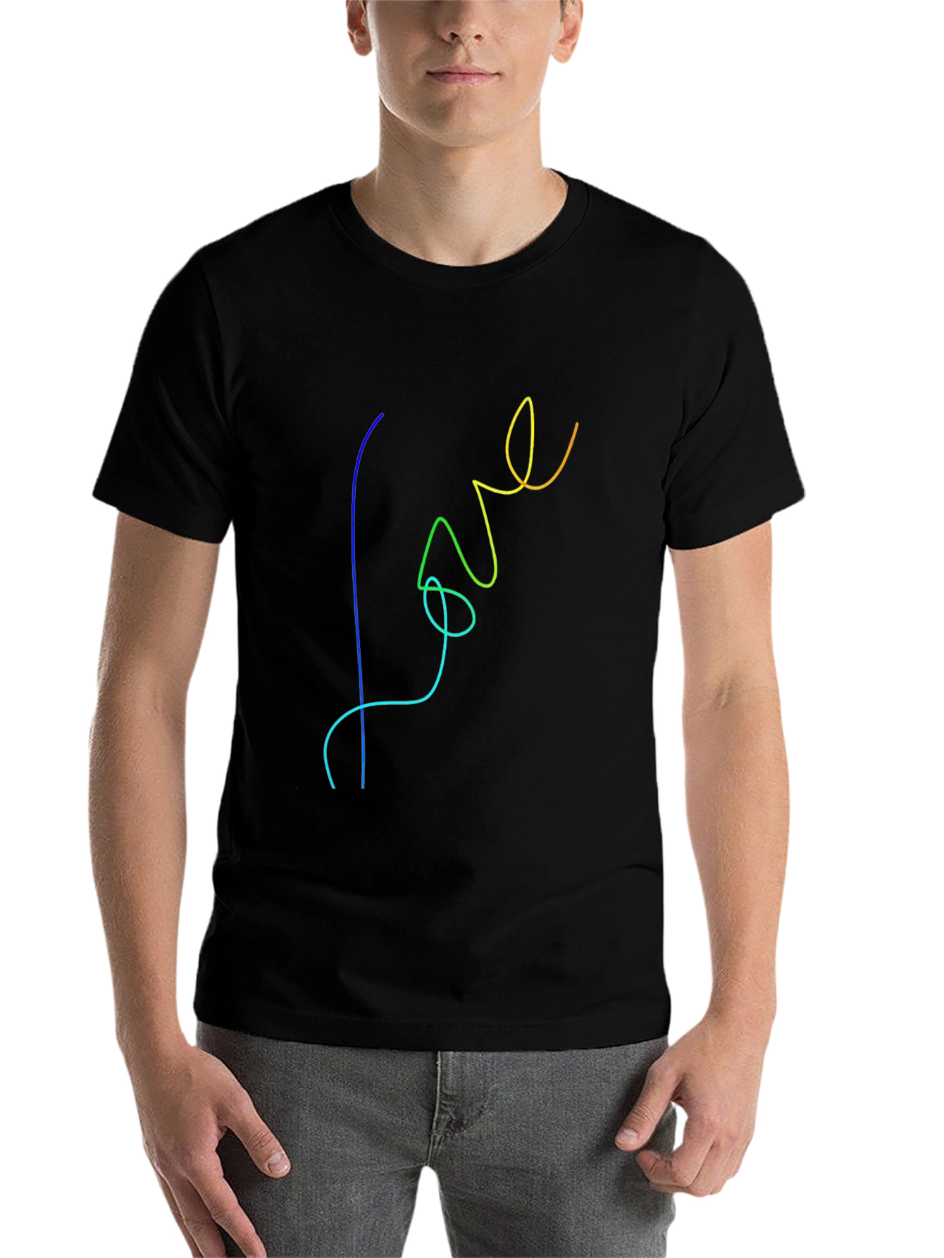 Black Rainbow Love Graphic Black T-Shirt view 7