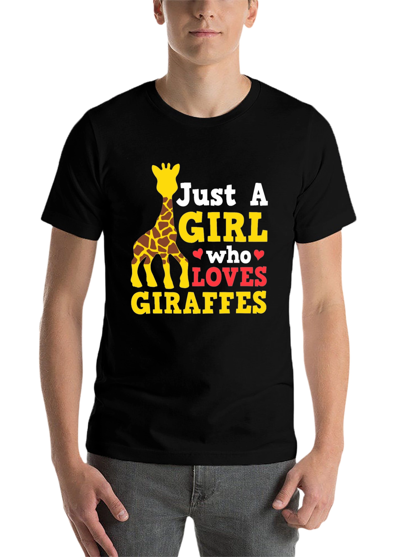 Black Just A Girl Who Loves Giraffes T-Shirt view 7
