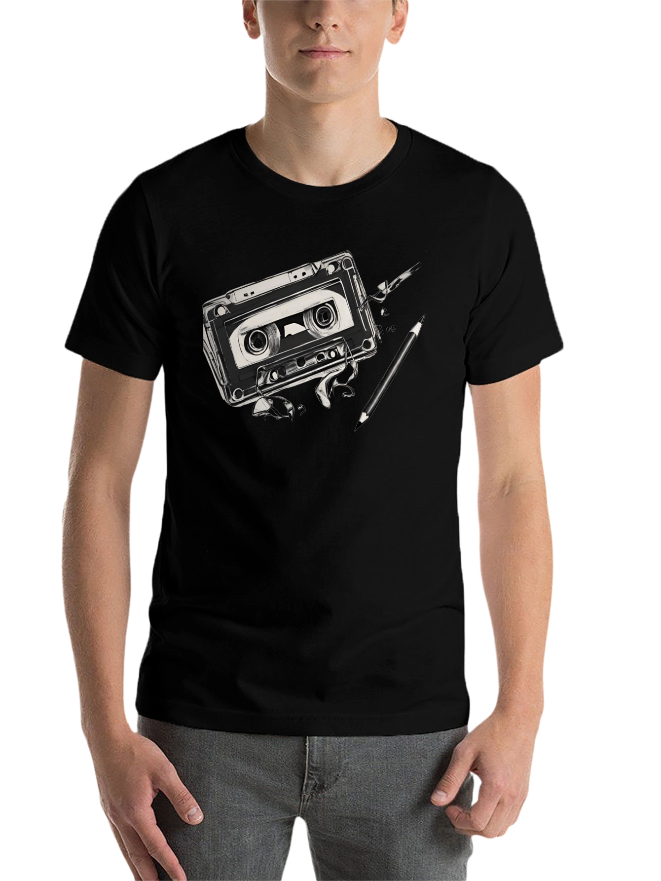 Black Retro Cassette Tape Graphic Tee view 7