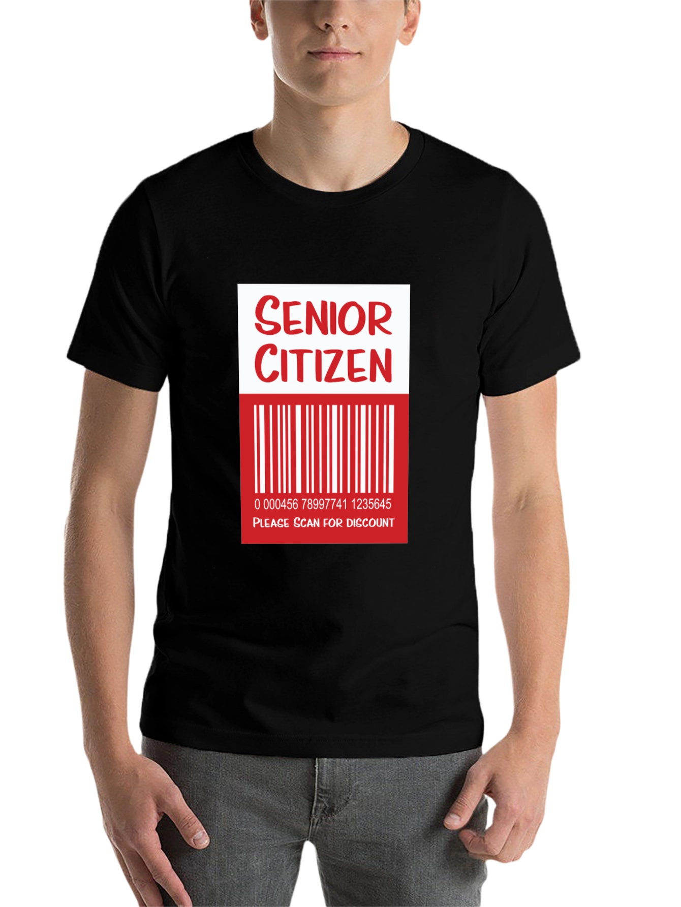 Black Senior Citizen Barcode T-Shirt - Funny Novelty Tee view 7
