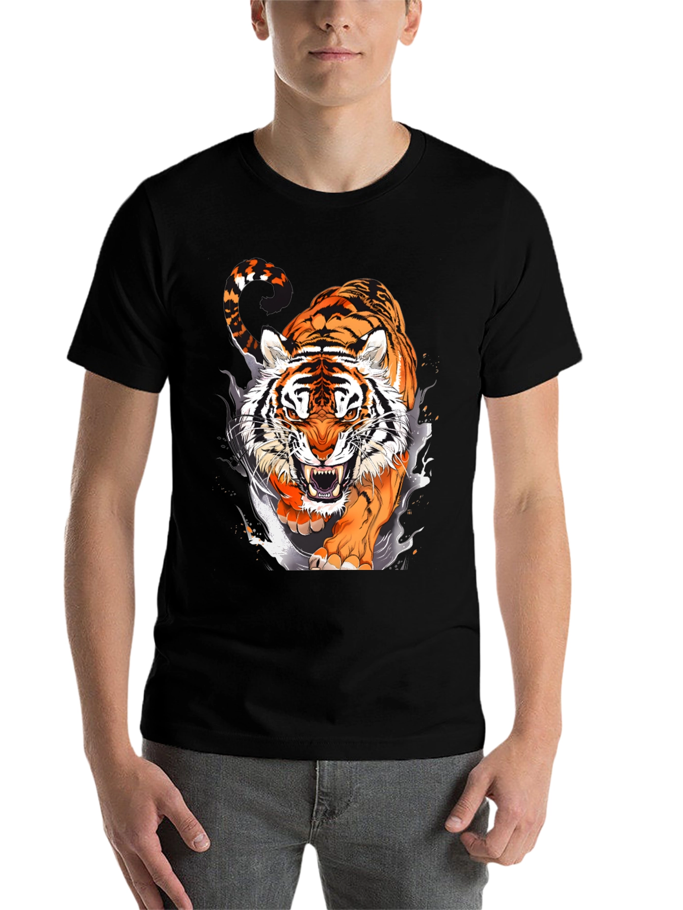 Black Roaring Tiger Graphic Tee - Black T-Shirt view 7