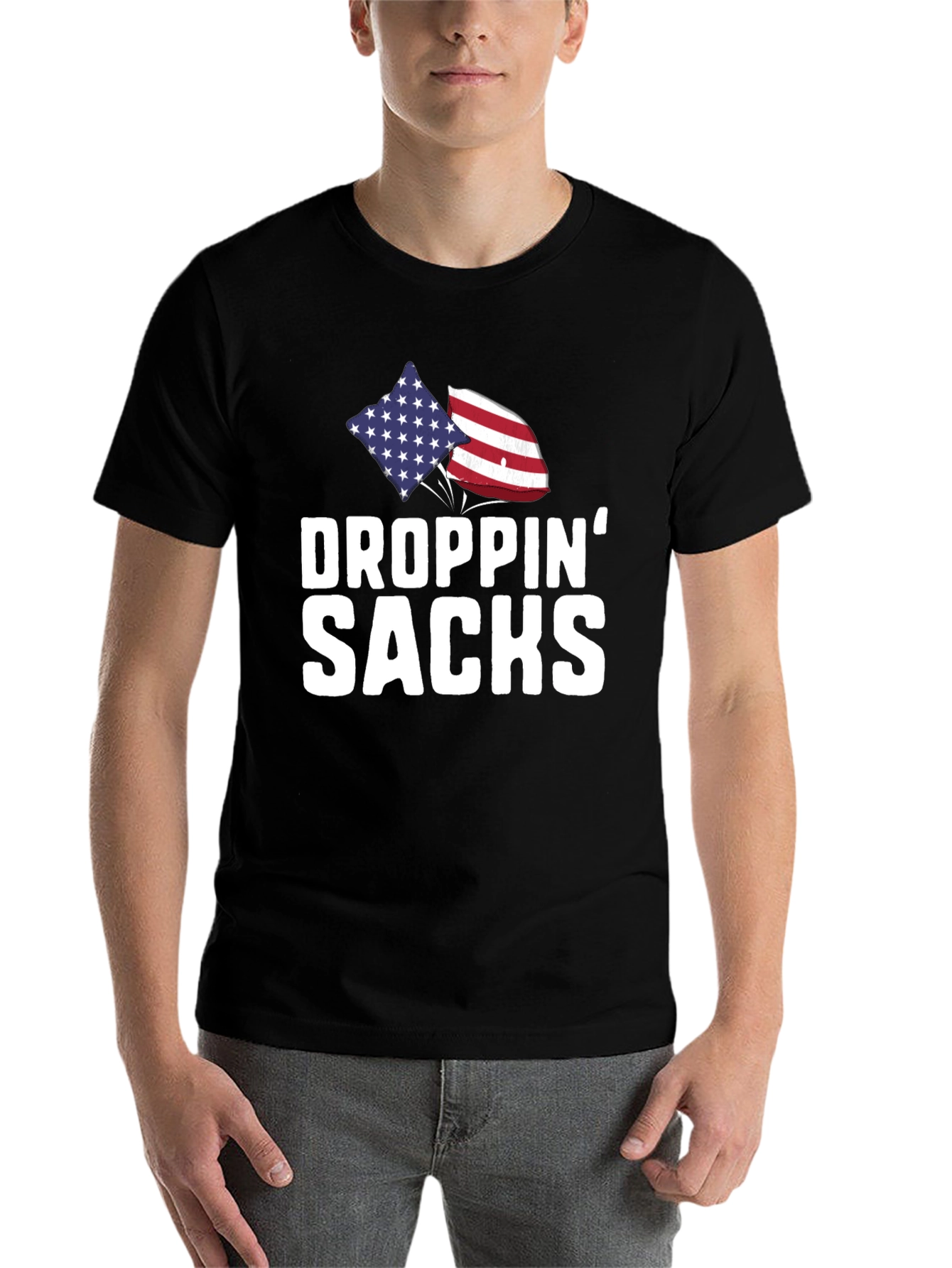 Black Droppin' Sacks Patriotic T-Shirt view 7