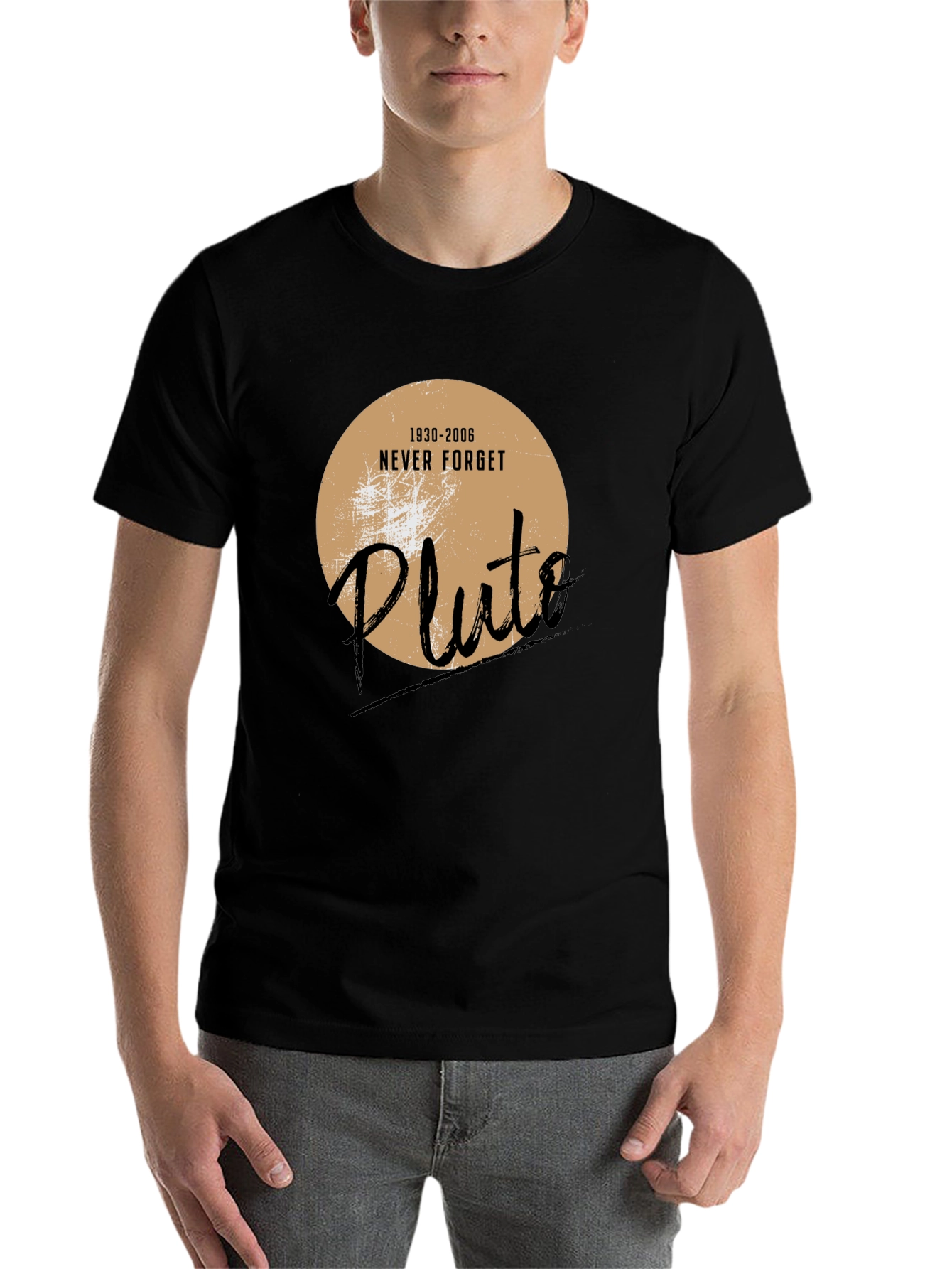 Black Never Forget Pluto Graphic T-Shirt view 7