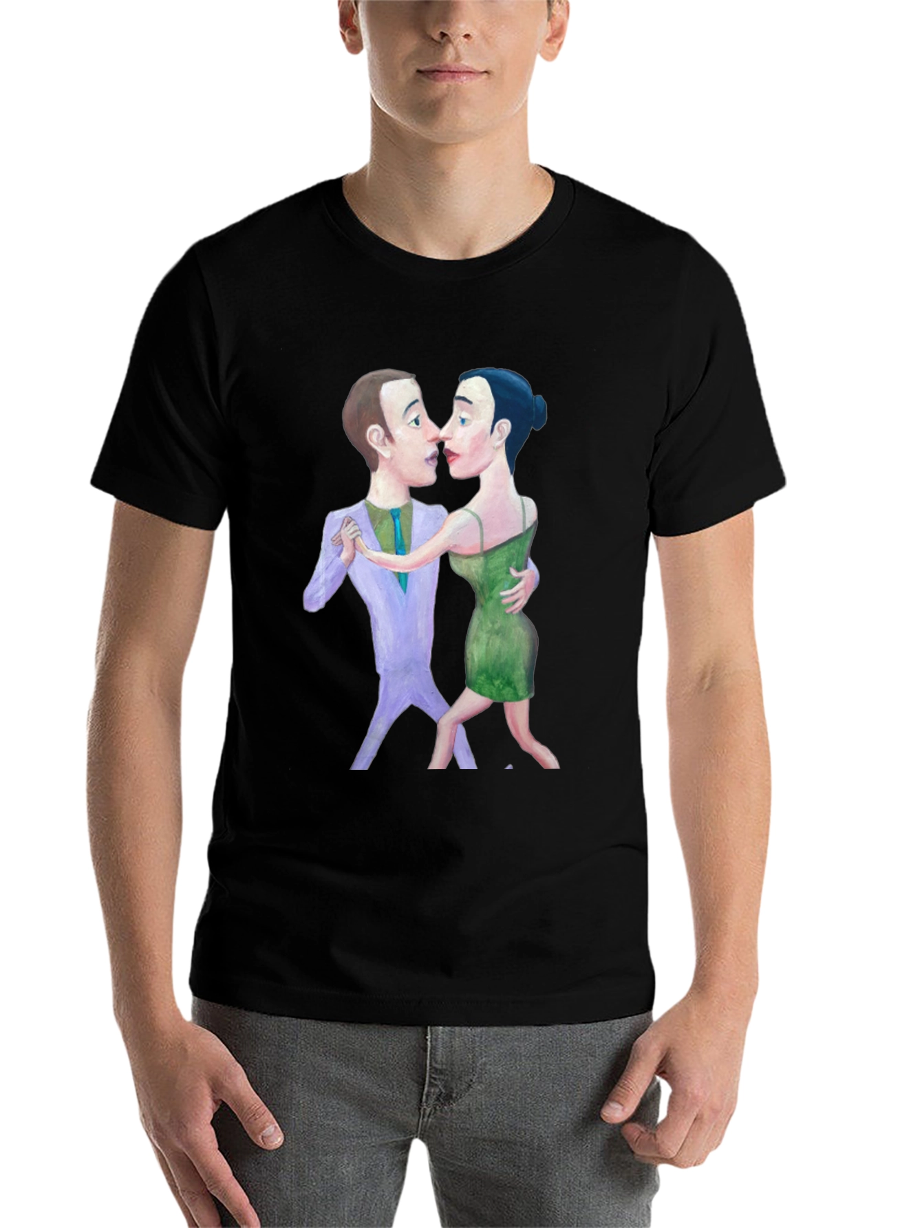 Black Tango Couple Graphic Print Black T-Shirt view 7