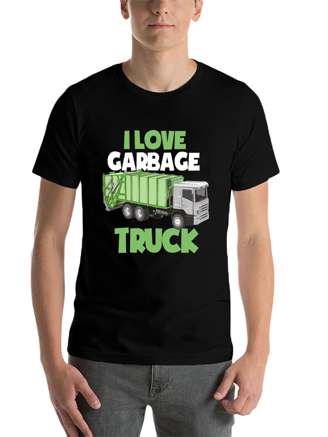 Black I Love Garbage Truck Graphic T-Shirt view 7