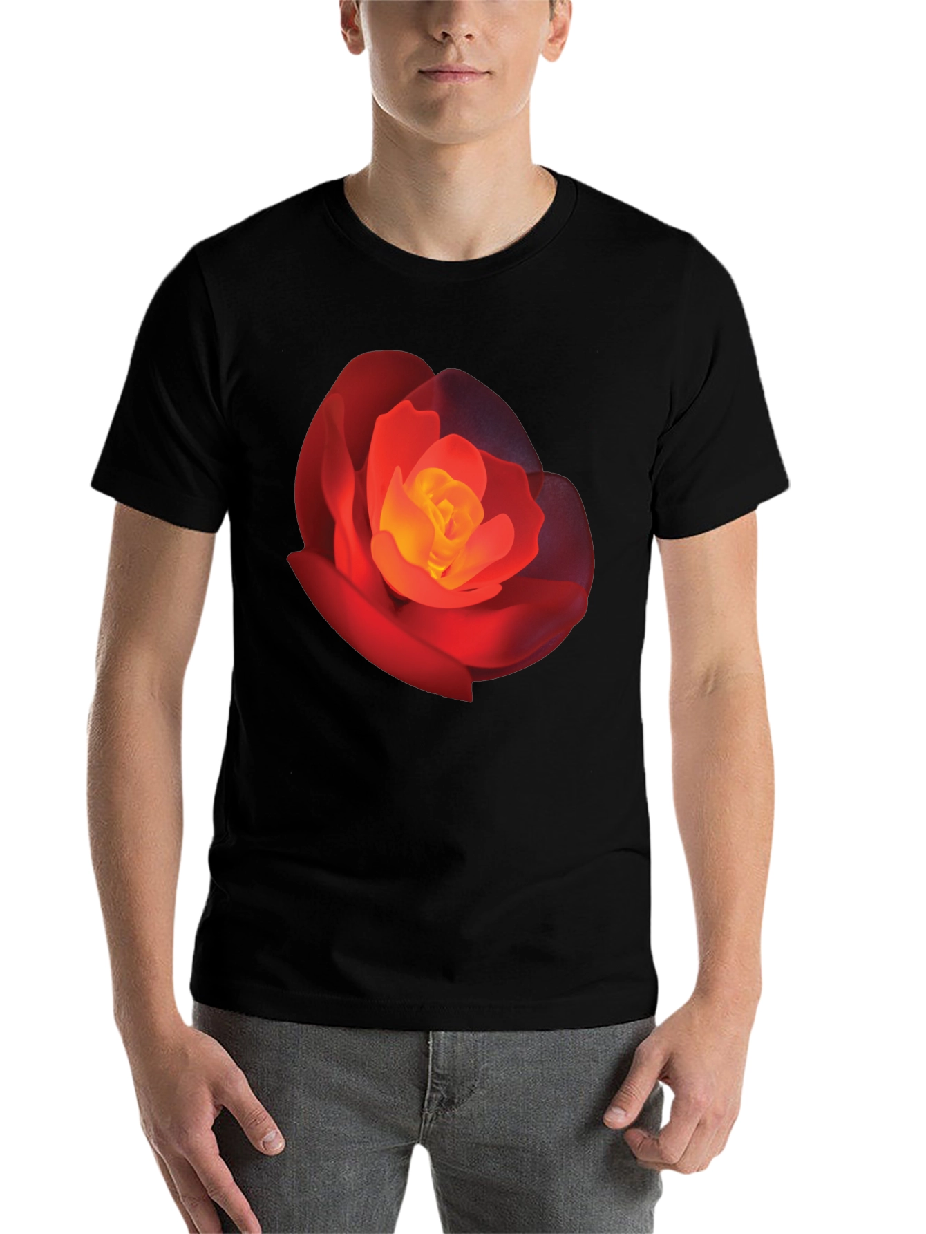 Black Bold Rose Graphic Tee - Stylish Floral T-Shirt view 7