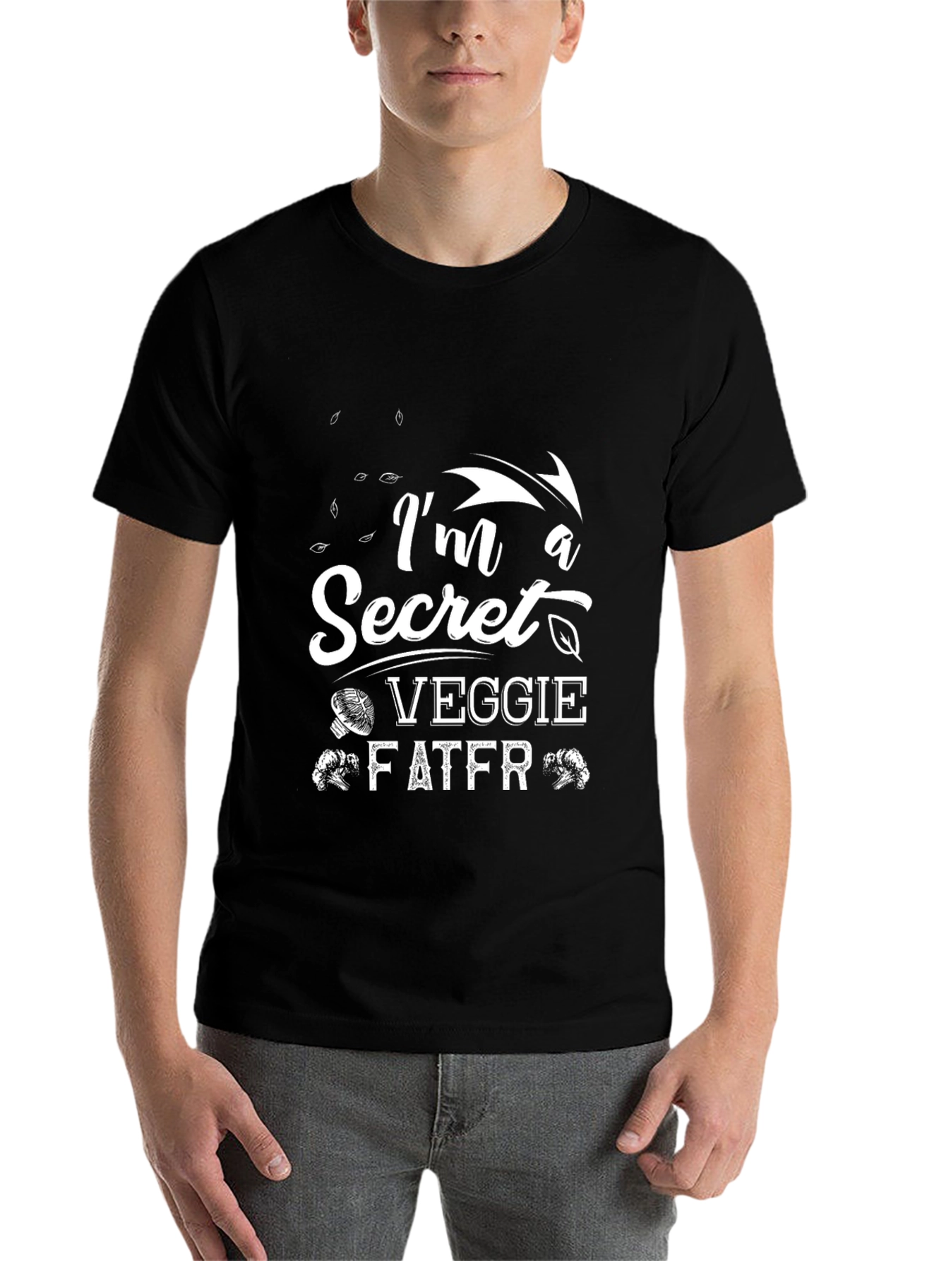 Black I'm a Secret Veggie Fater T-Shirt - Black view 7