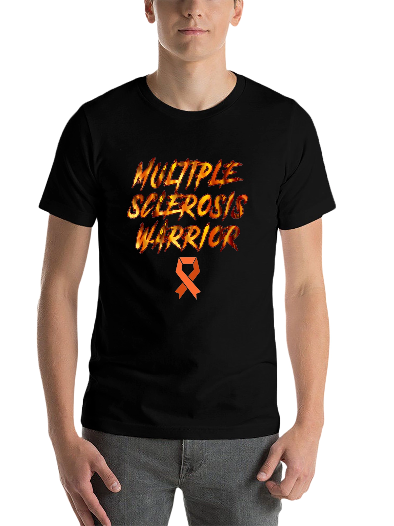 Black Multiple Sclerosis Warrior T-Shirt - Awareness Ribbon view 7