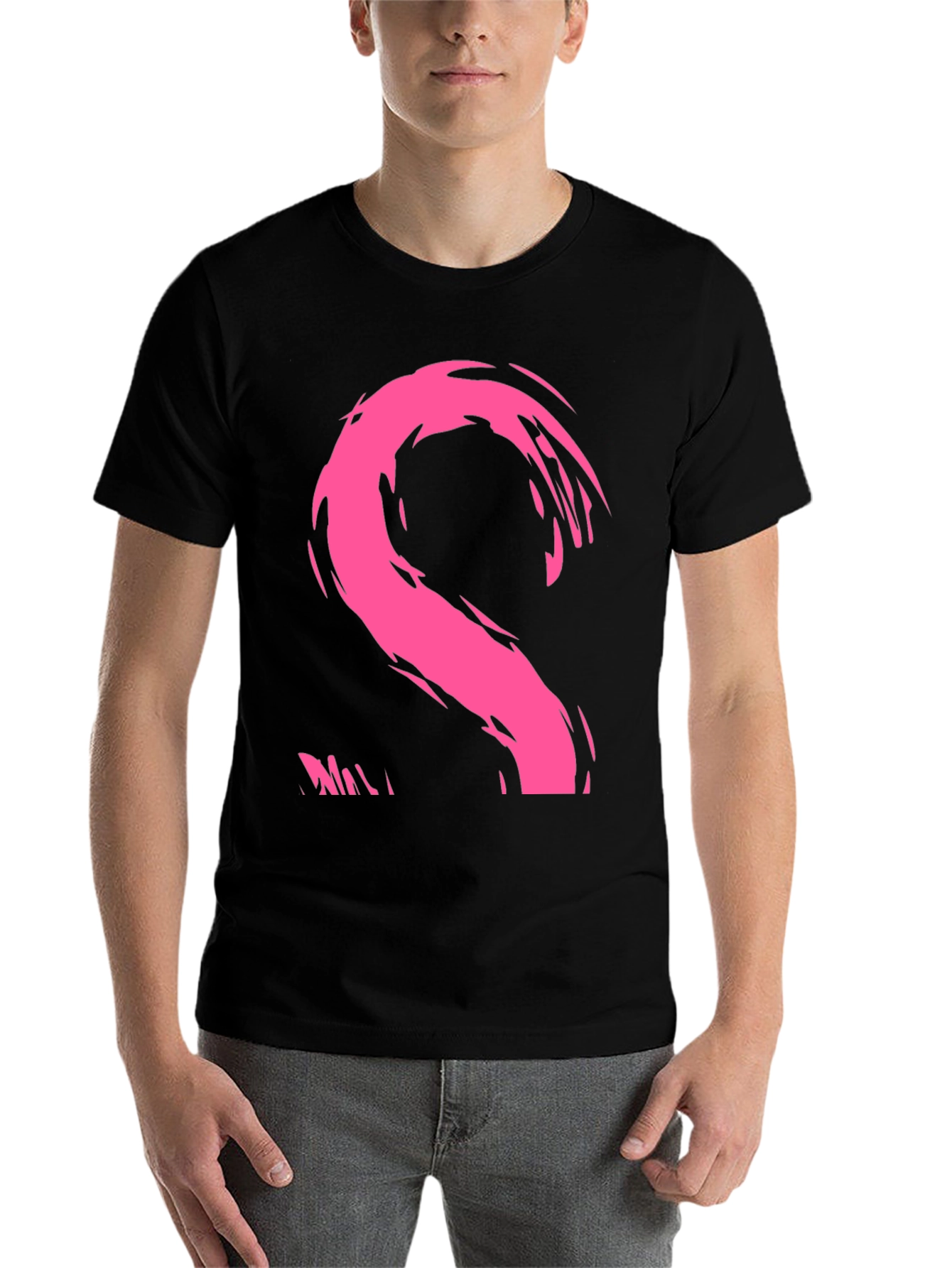 Black Modern Pink Brushstroke Graphic Black T-Shirt view 7