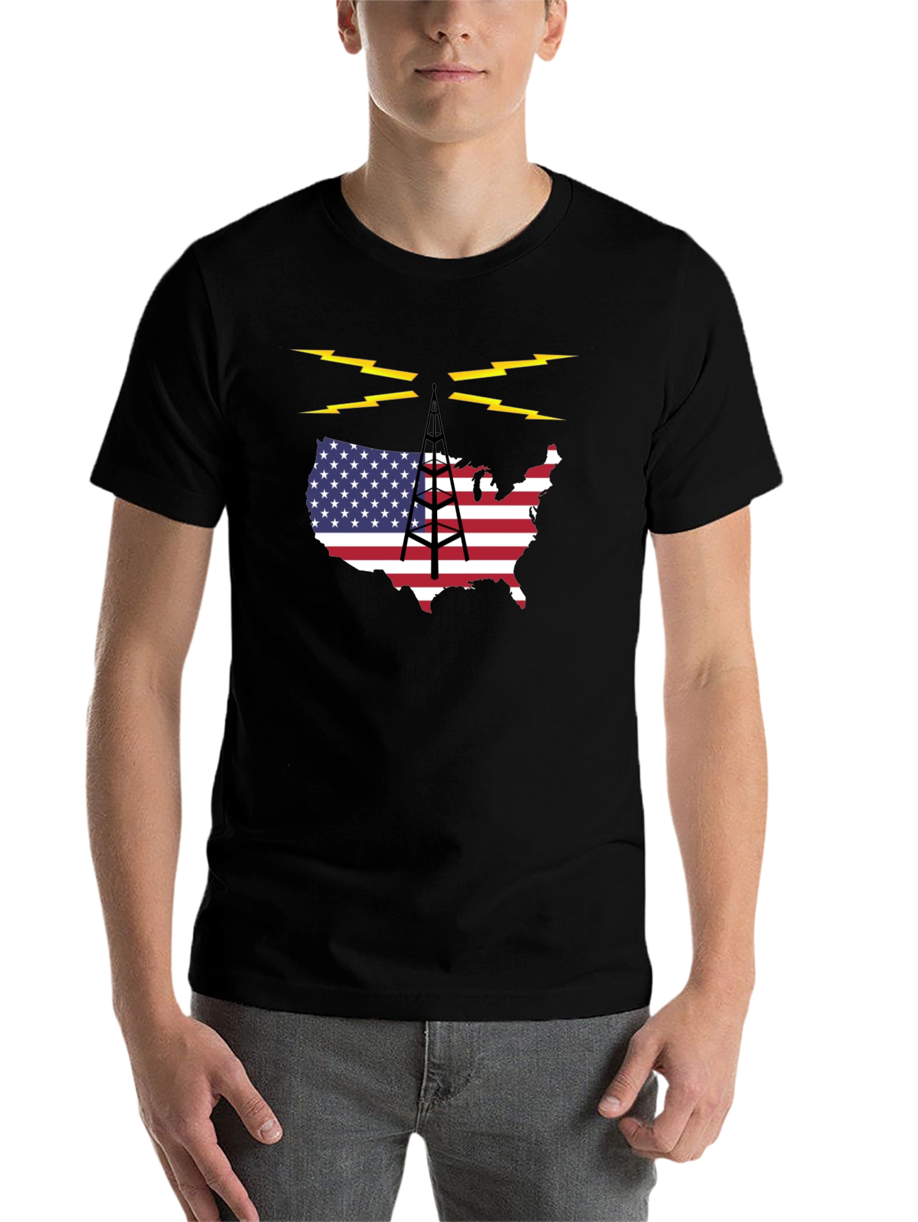 Black American Radio T-Shirt view 7