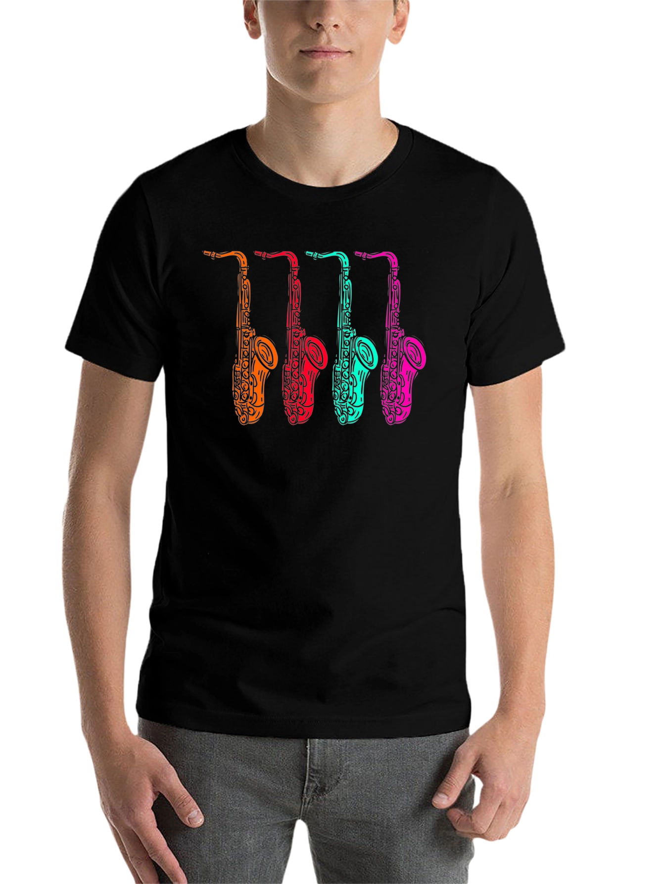 Black Cool Saxophone Graphic Tee - Musician Style view 7