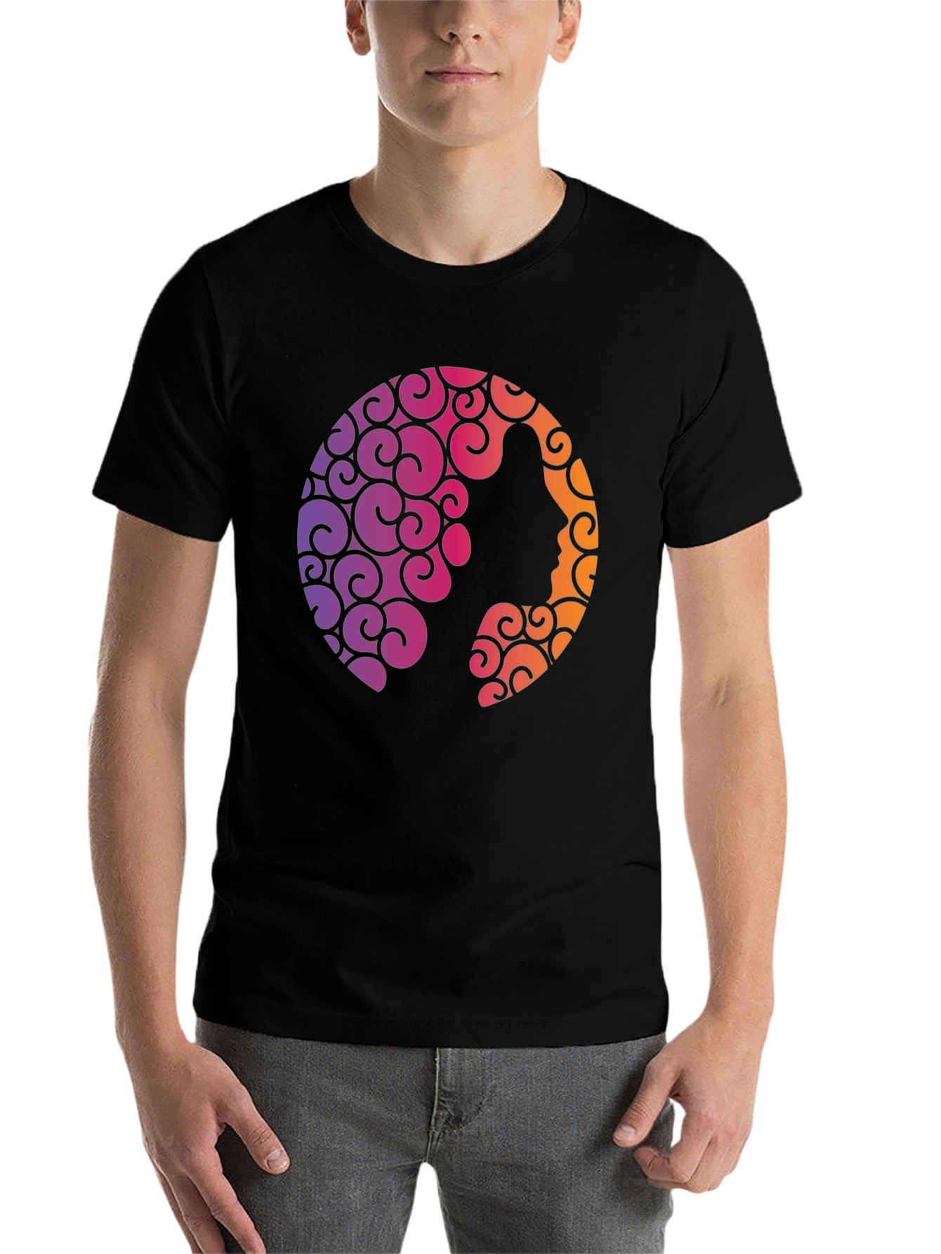 Black Silhouette Swirl Graphic Tee - Soft Black T-Shirt view 7