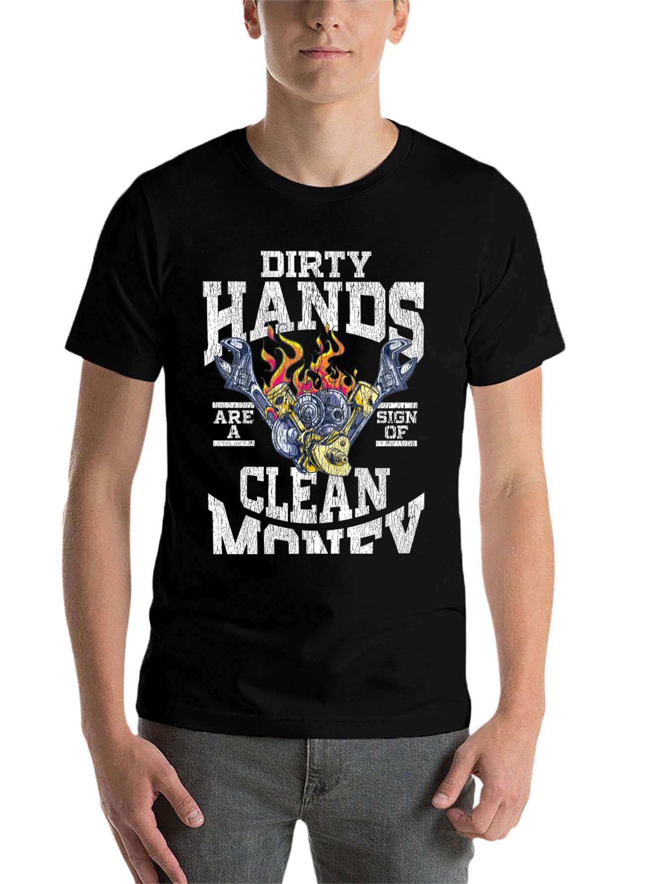 Black Dirty Hands Clean Money Graphic T-Shirt view 7