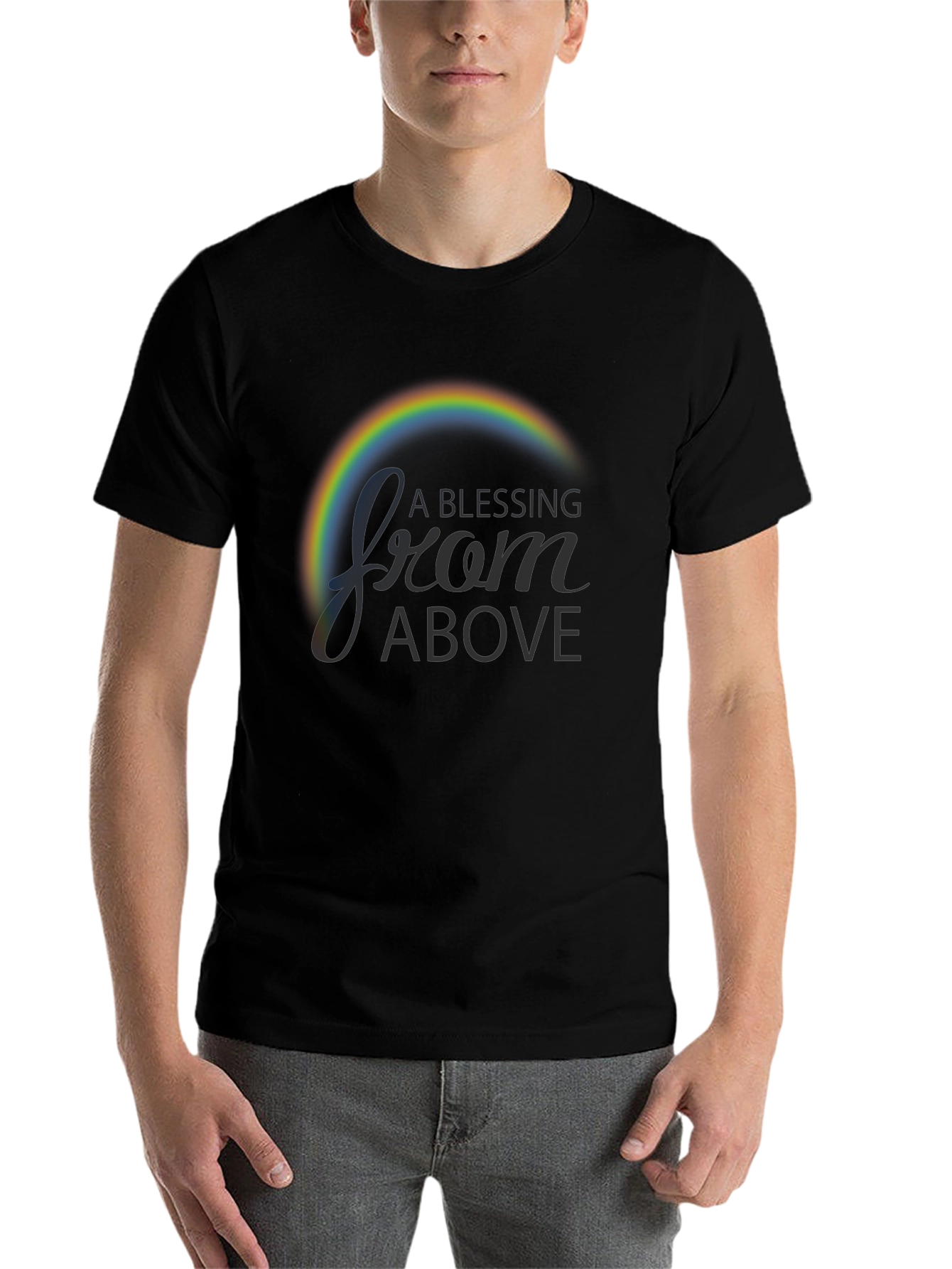 Black A Blessing From Above Rainbow Graphic T-Shirt view 7