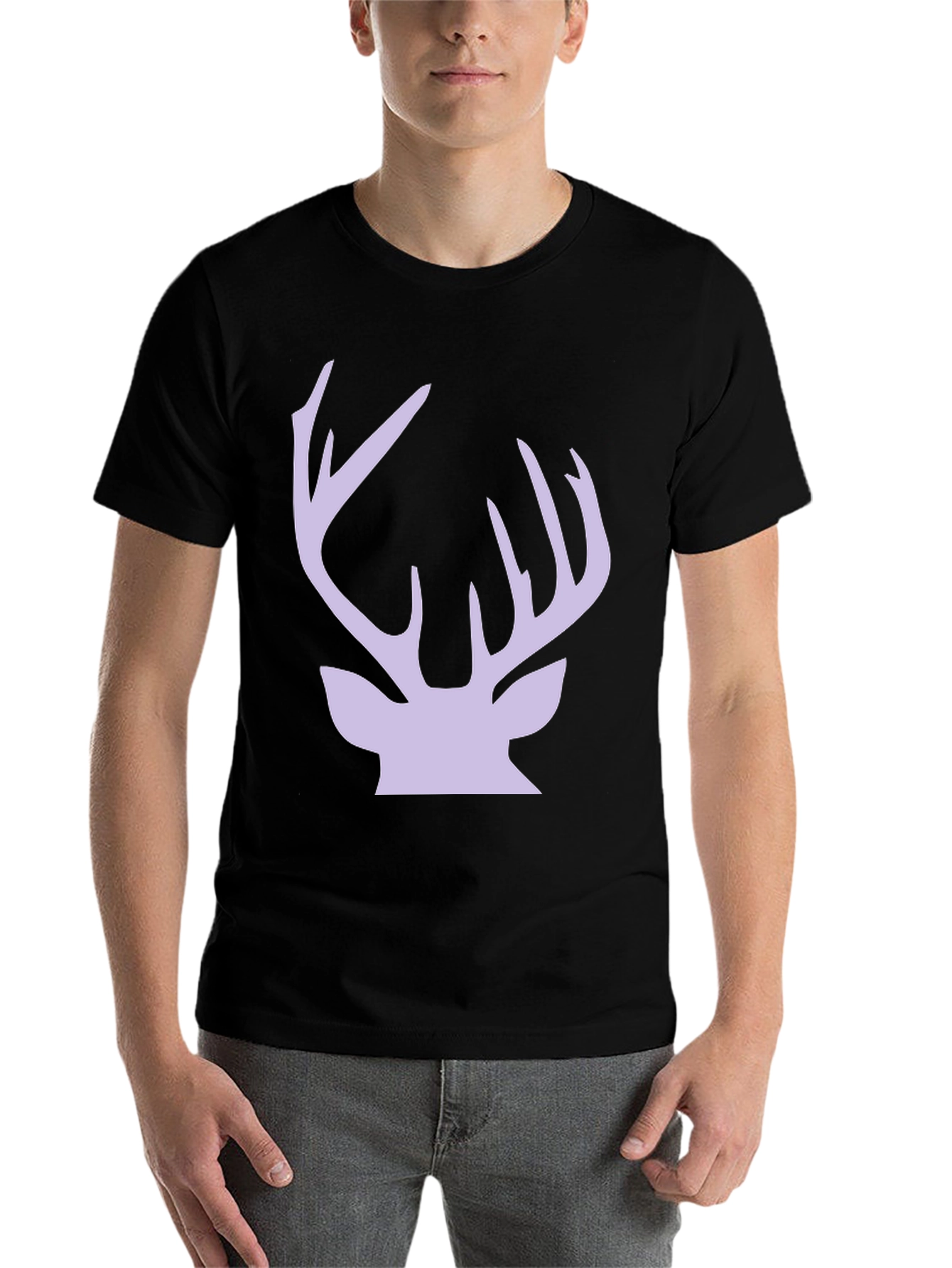 Deer Antler Graphic Tee - Stylish Black Cotton T-Shirt - 7