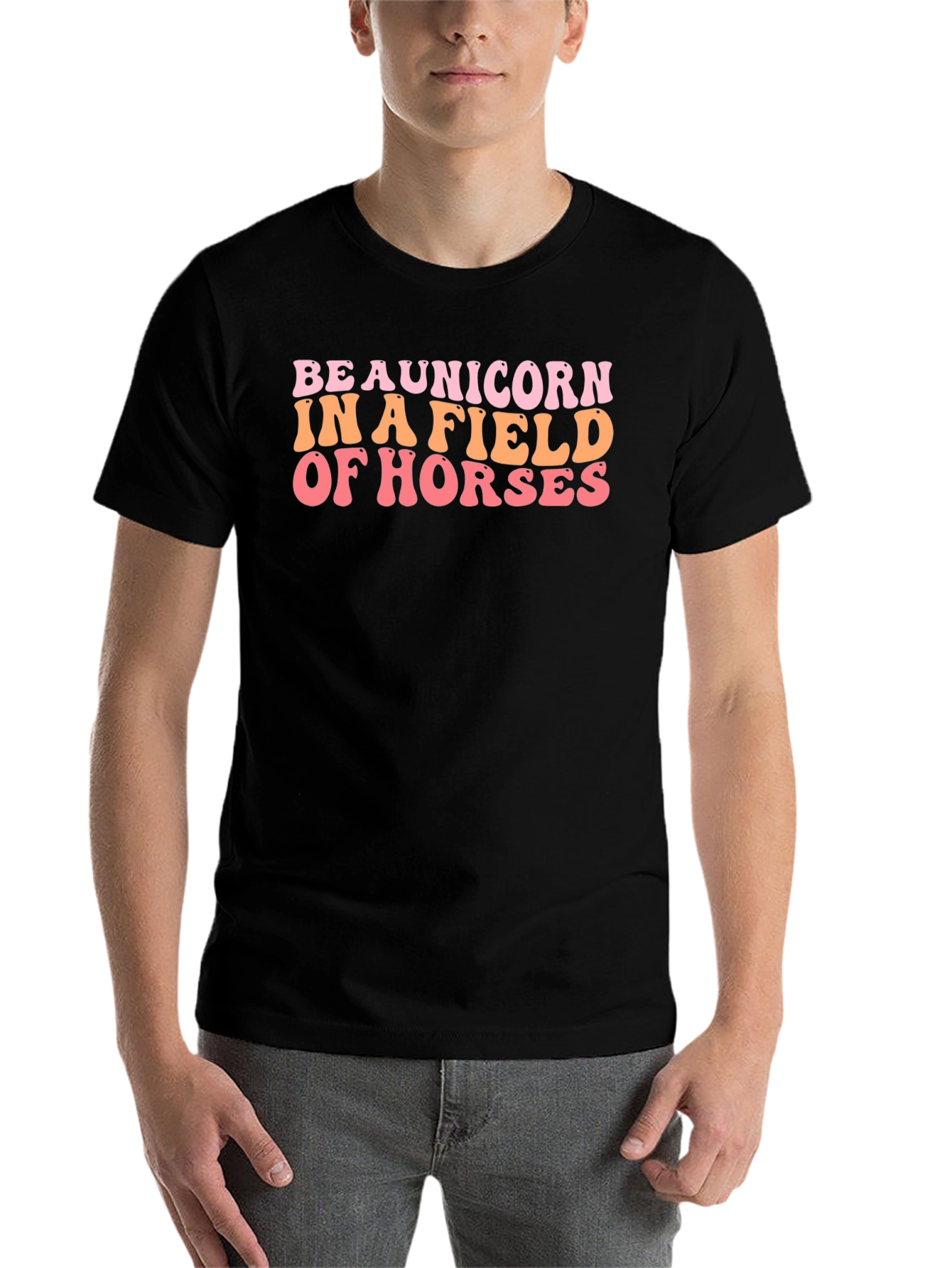 Black Be A Unicorn T-Shirt - Funny Graphic Tee view 7