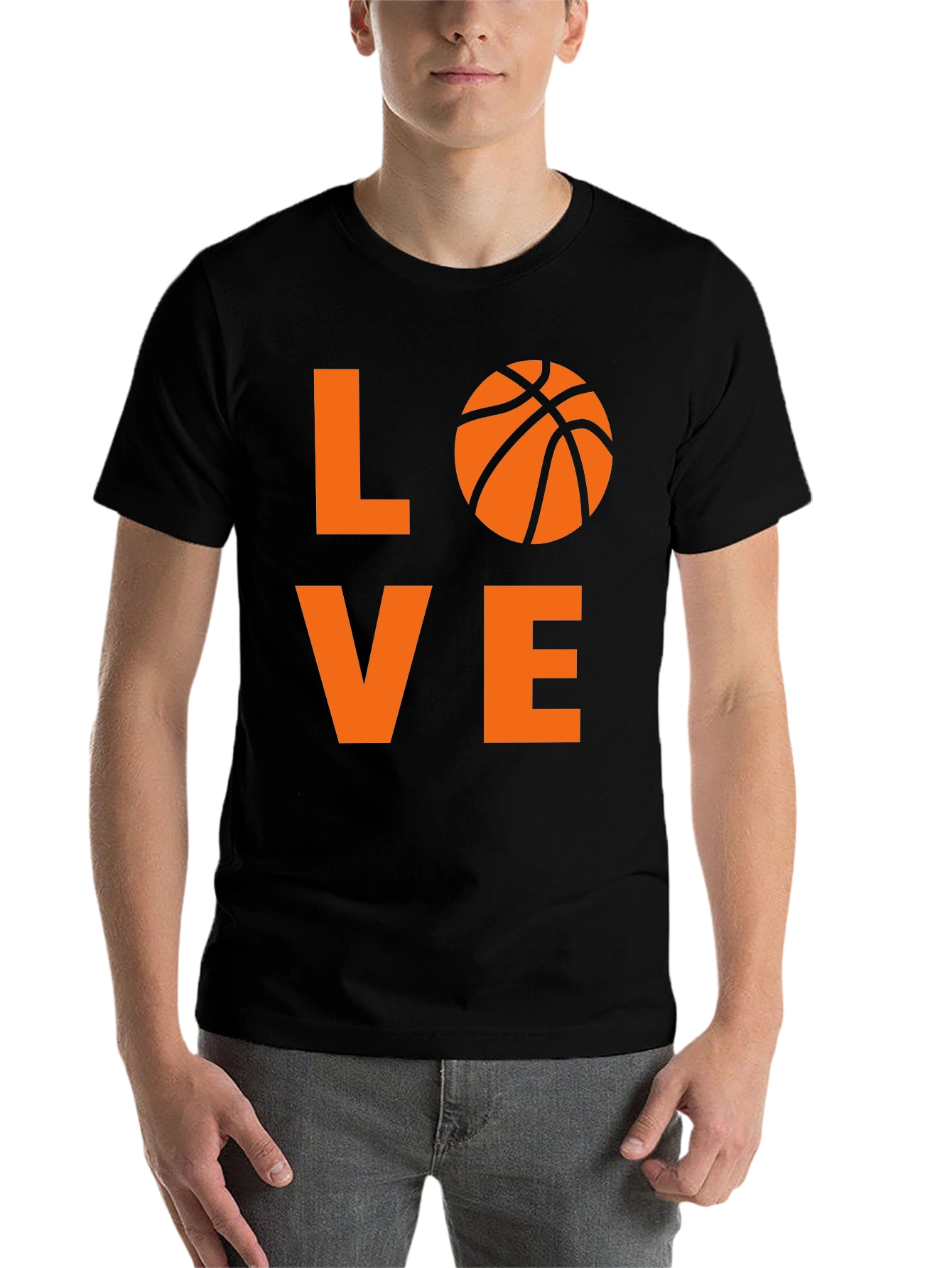 Black Love Basketball Graphic Tee - Black Cotton Shirt view 7