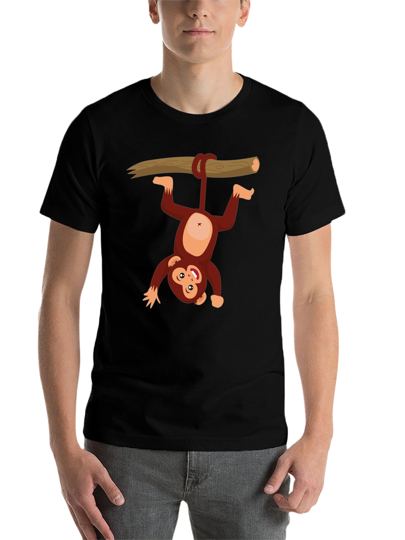 Black Monkeying Around T-Shirt - Fun Graphic Tee for Casual Wear view 7