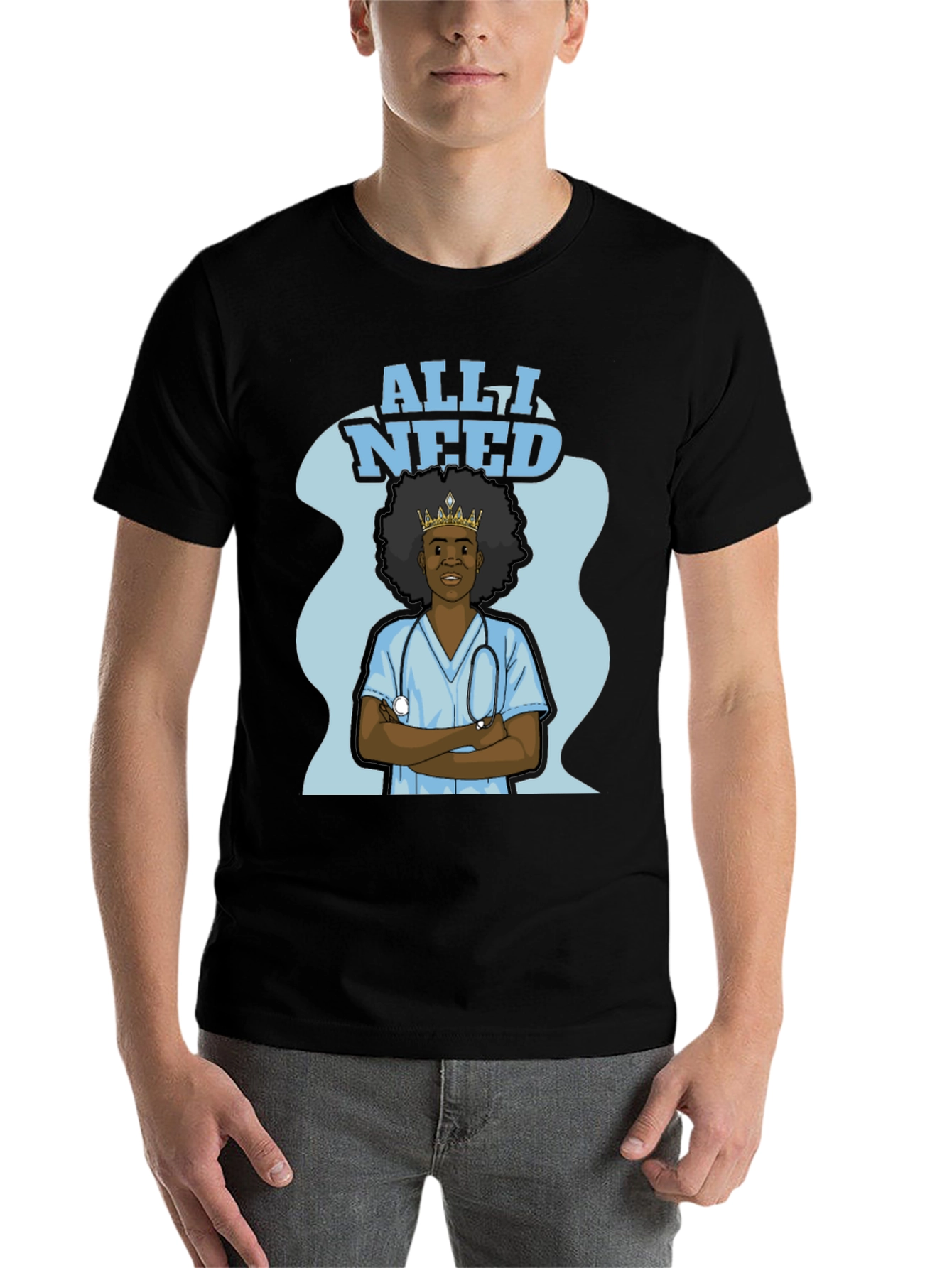 Black All I Need Nurse T-Shirt - Black view 7