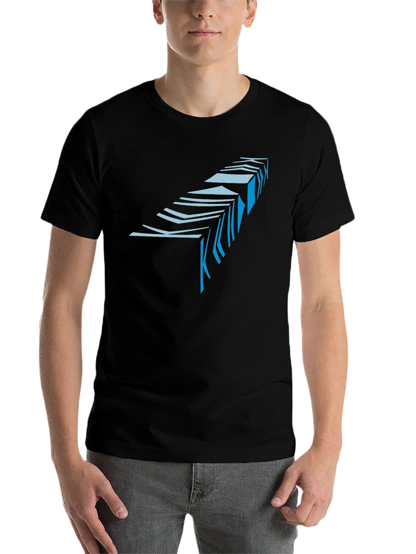 Black Abstract Geometric T-Shirt - Modern Art Tee view 7