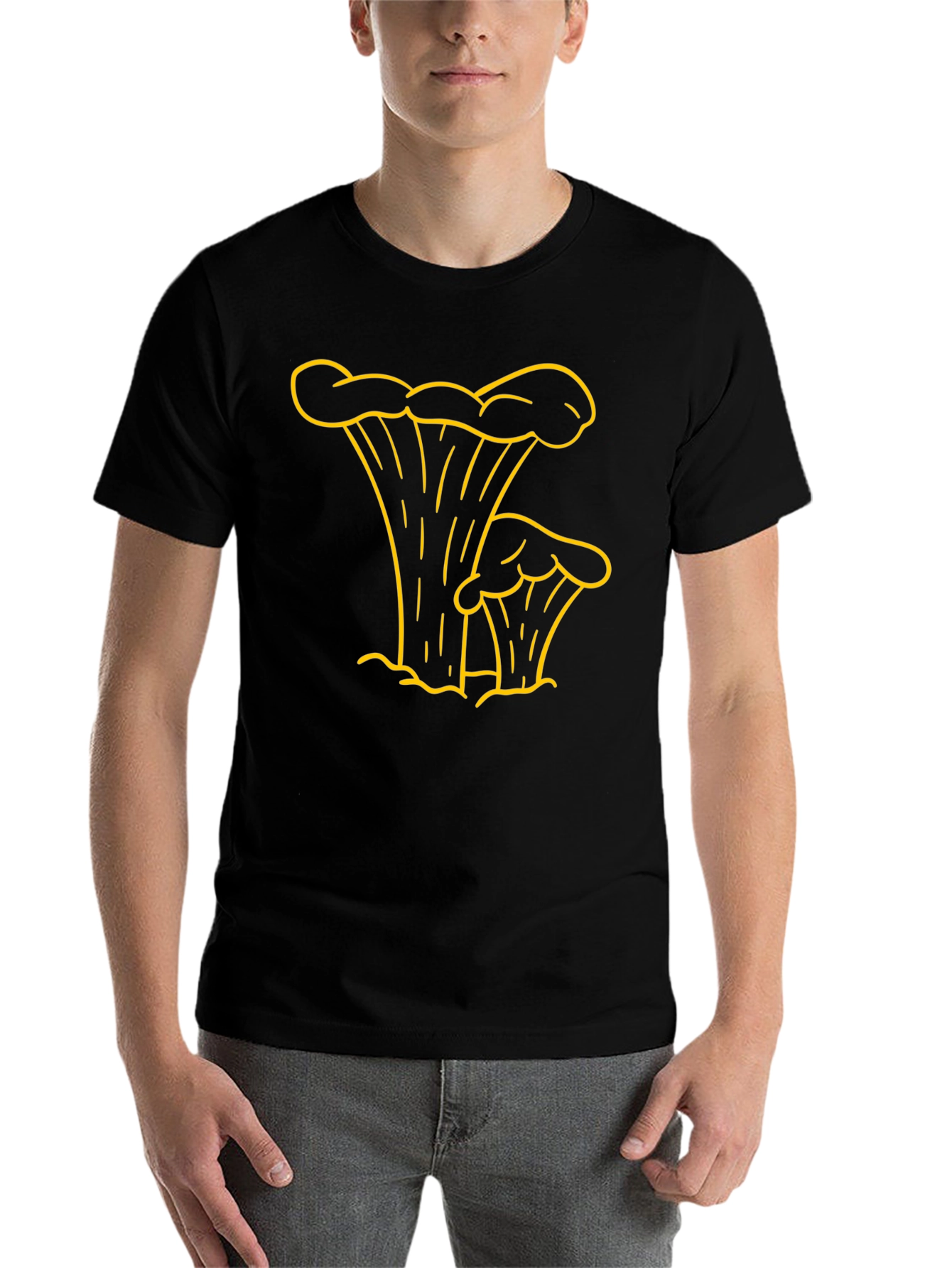 Black Mushroom Outline Graphic T-Shirt view 7