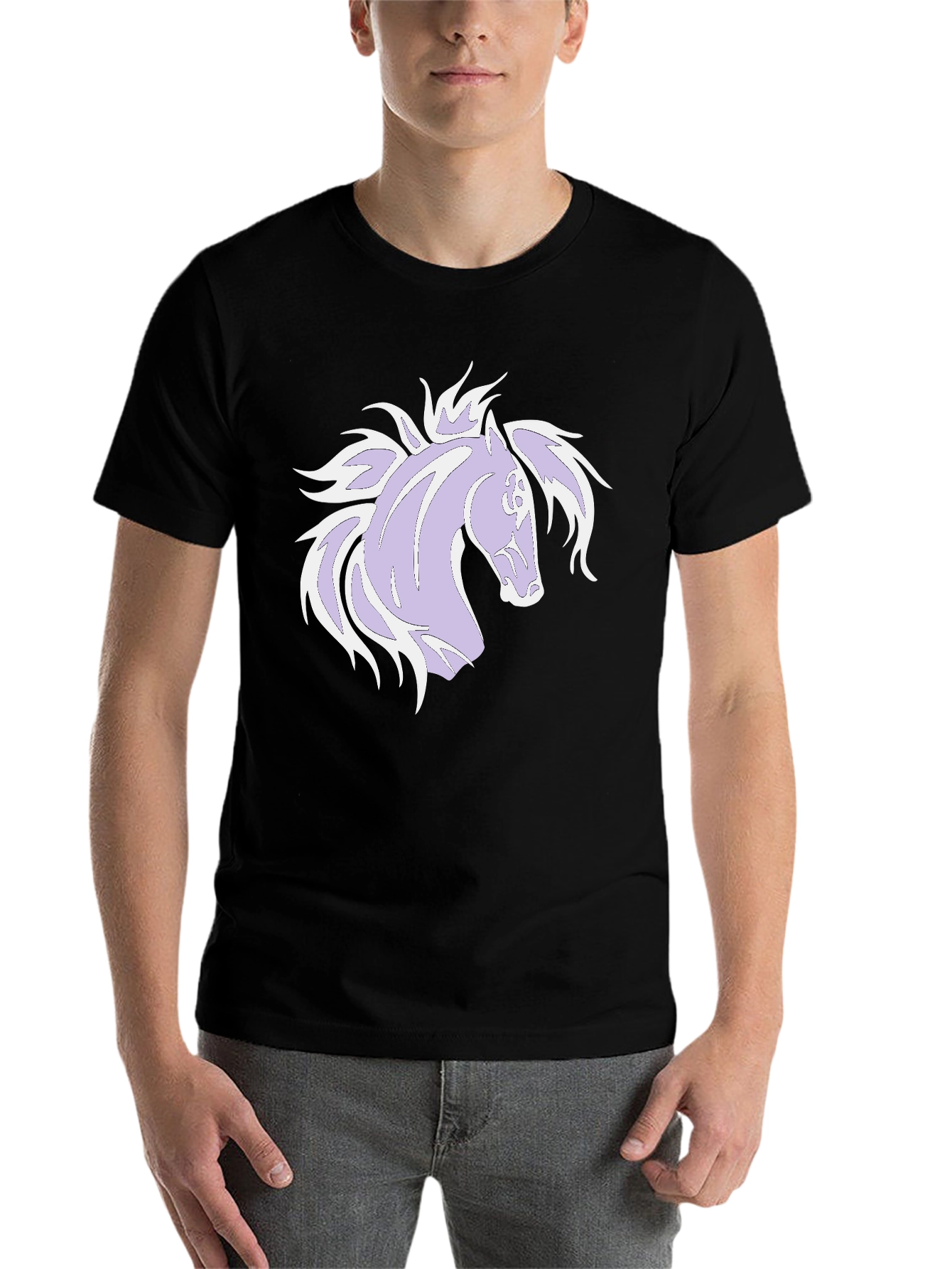 Black Black T-Shirt with Horse Graphic view 7