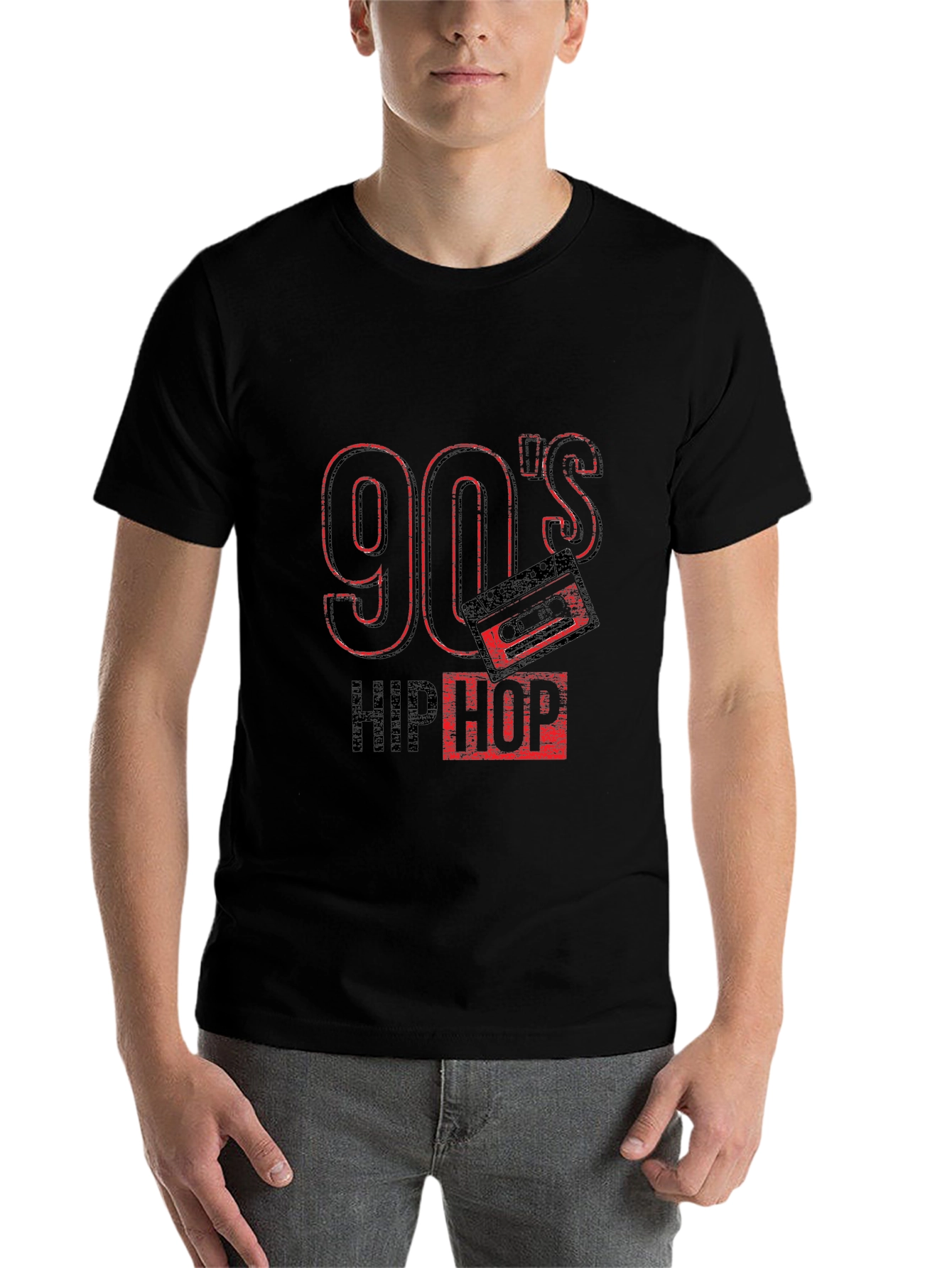 Black 90's Hip Hop Graphic Black T-Shirt view 7