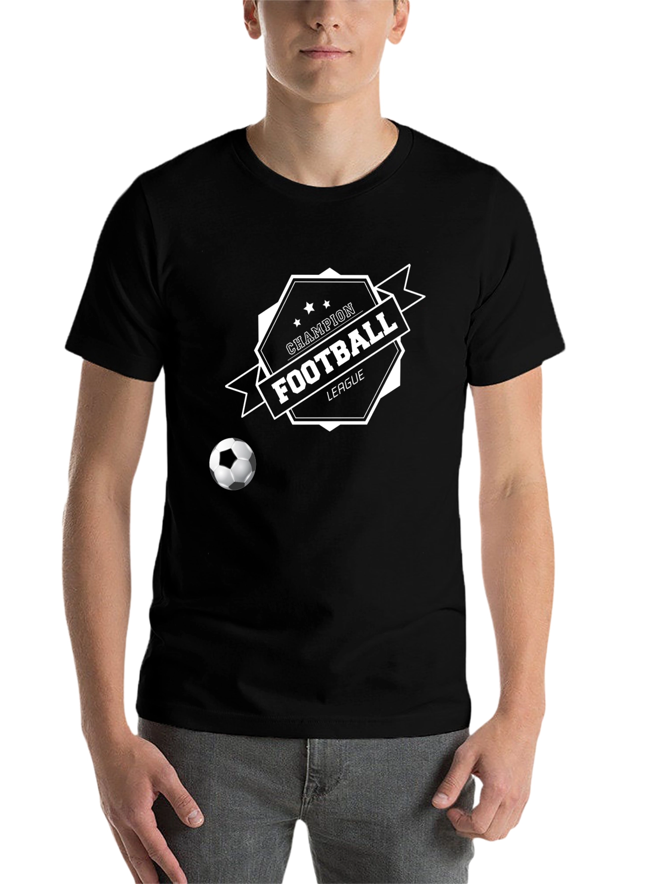 Black Champion Football League Black T-Shirt view 7