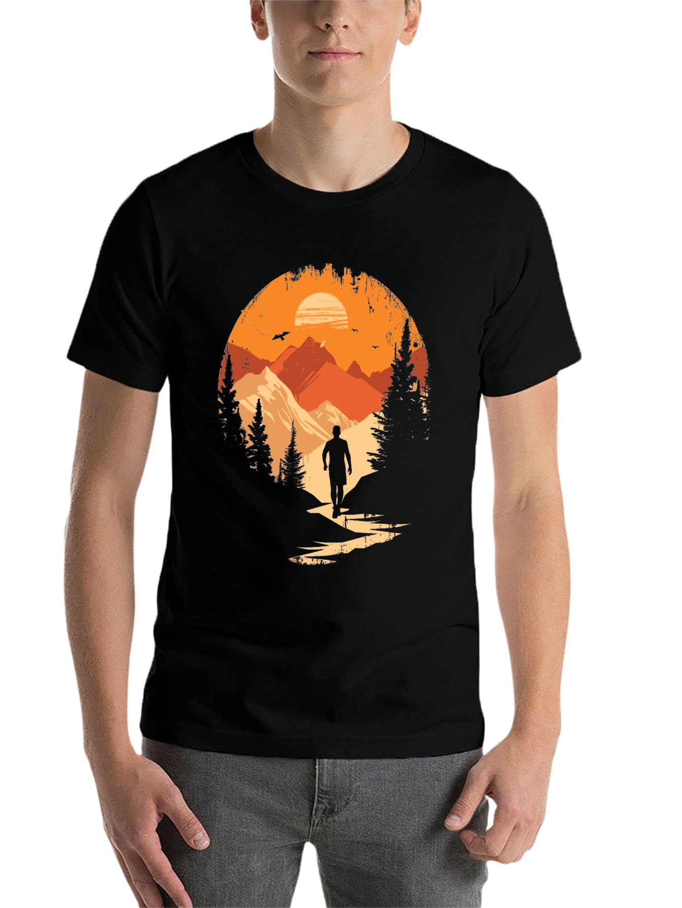 Black Nature Explorer Black Graphic Tee view 7