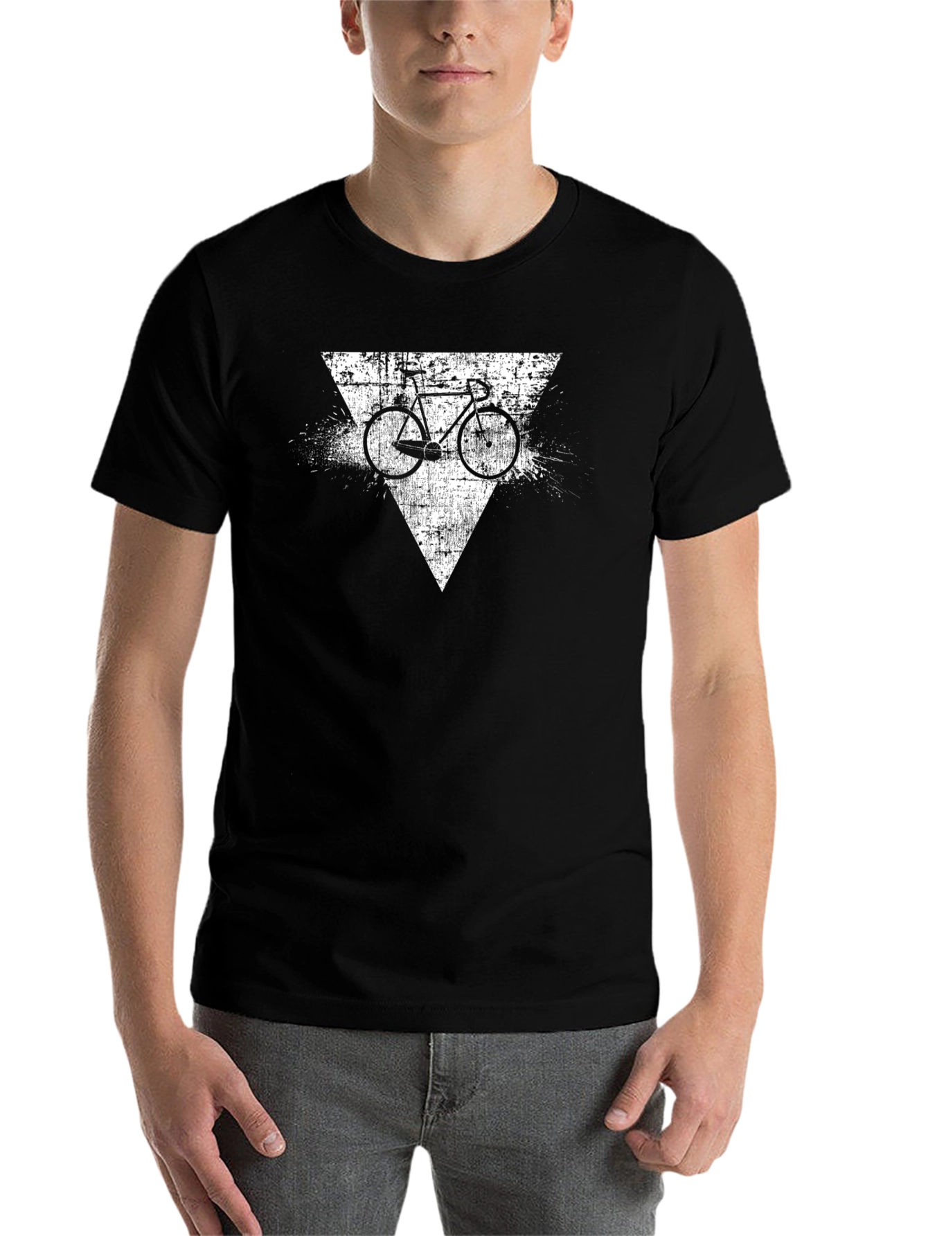 Black Retro Bicycle Graphic Tee - Black Cotton Blend view 7