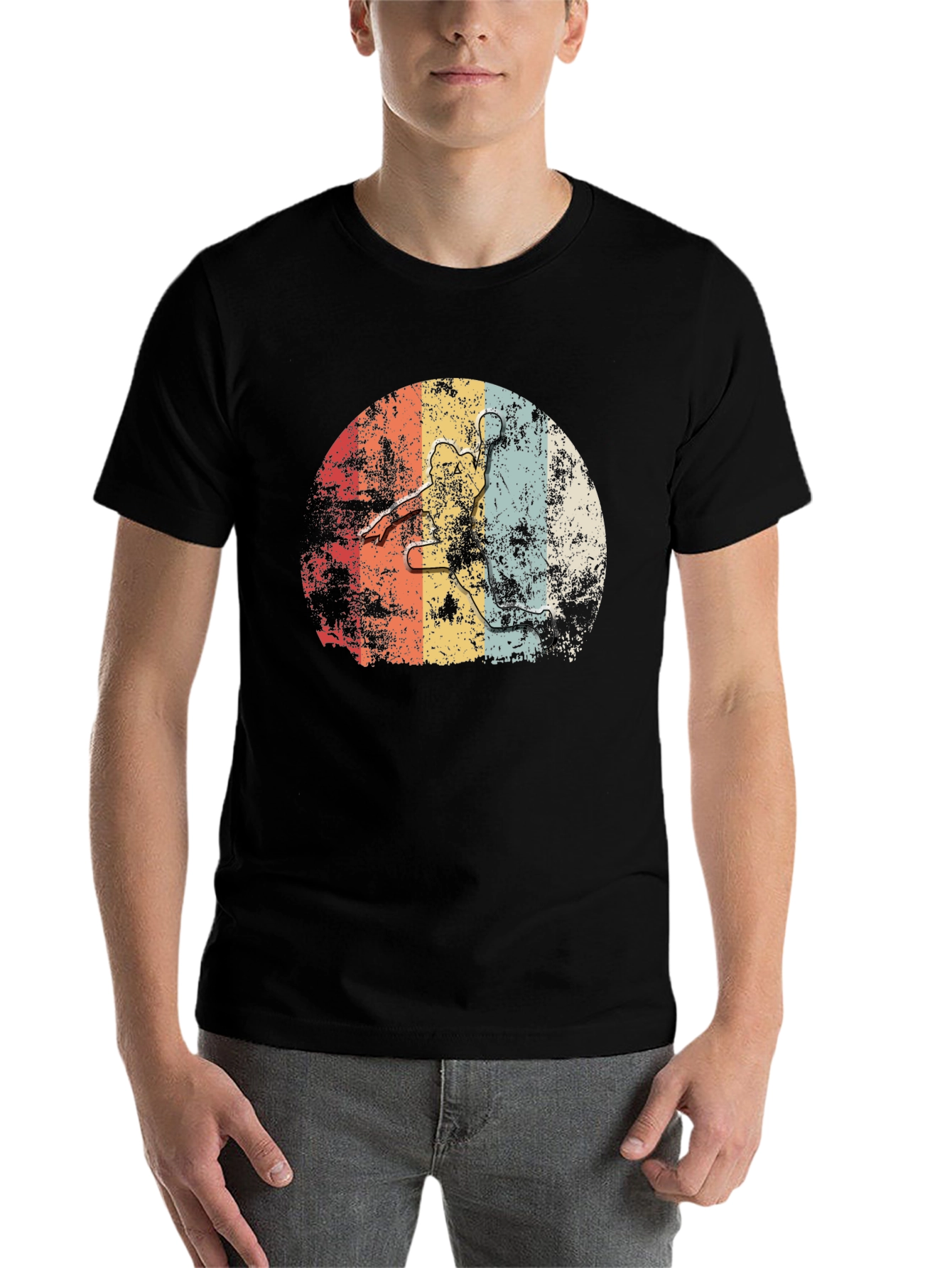 Black Retro Basketball Player Graphic Tee view 7