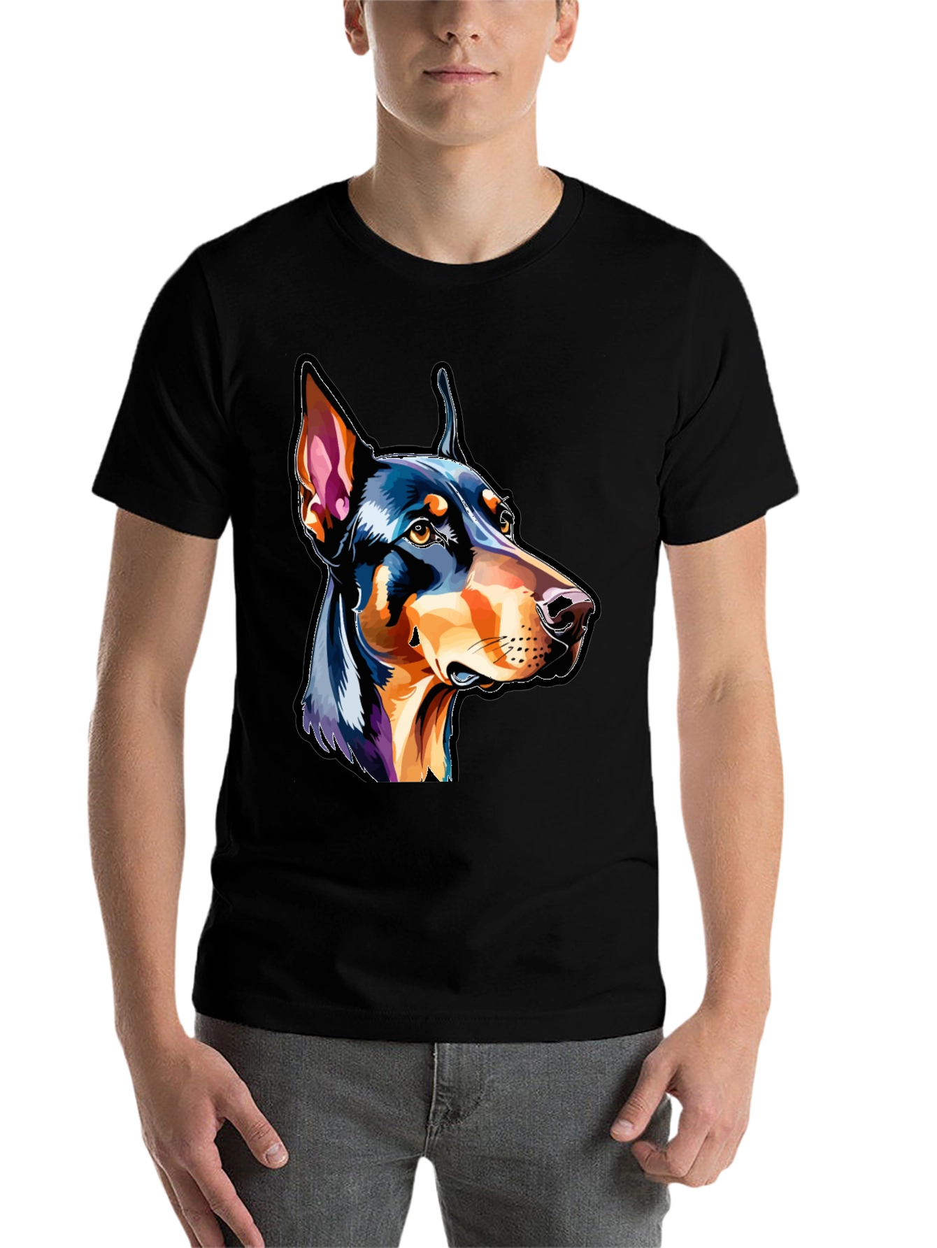 Black Doberman Dog Breed Graphic T-Shirt view 7