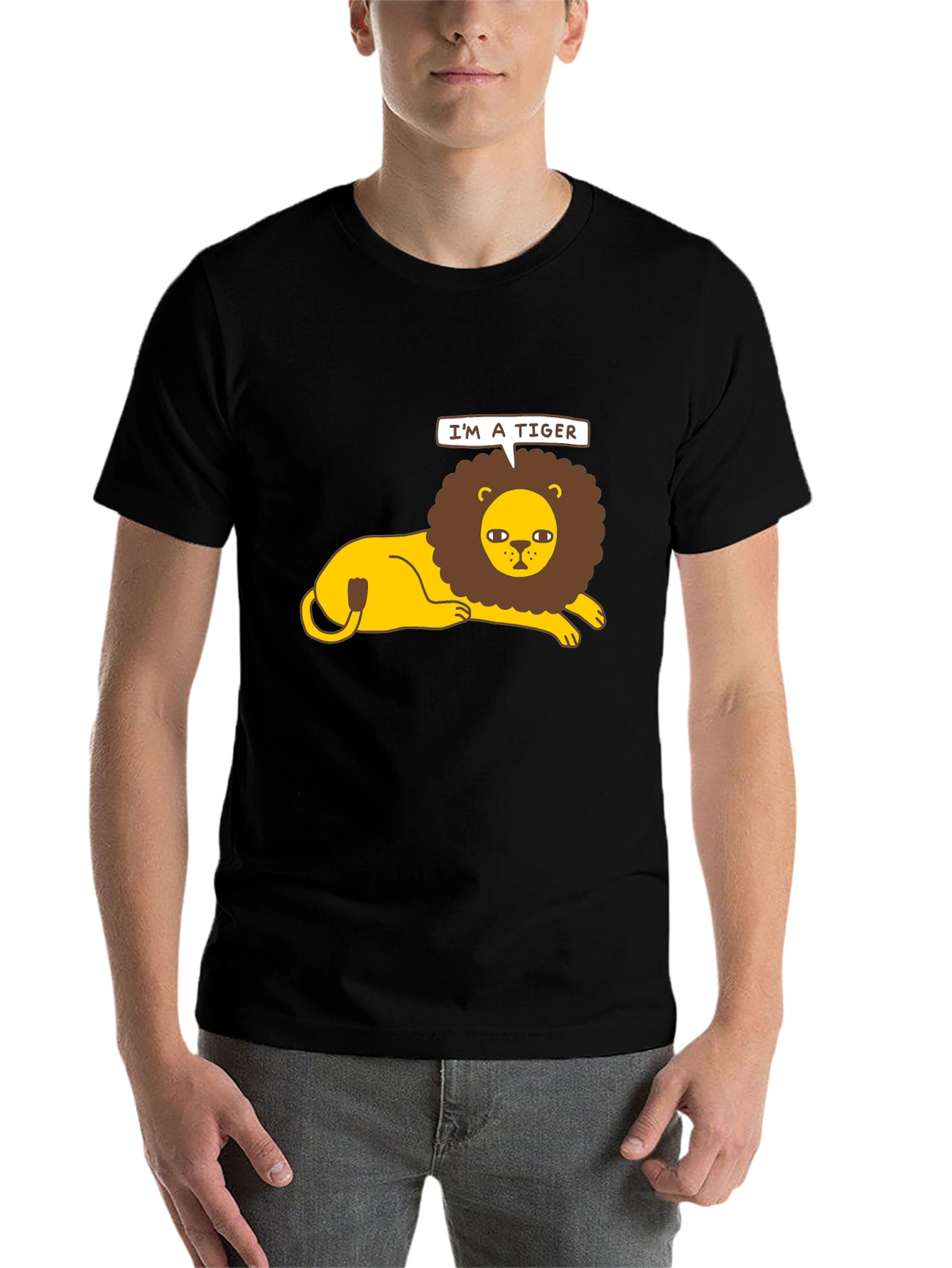 Black I'm a Tiger T-Shirt - Funny Lion Graphic Tee view 7