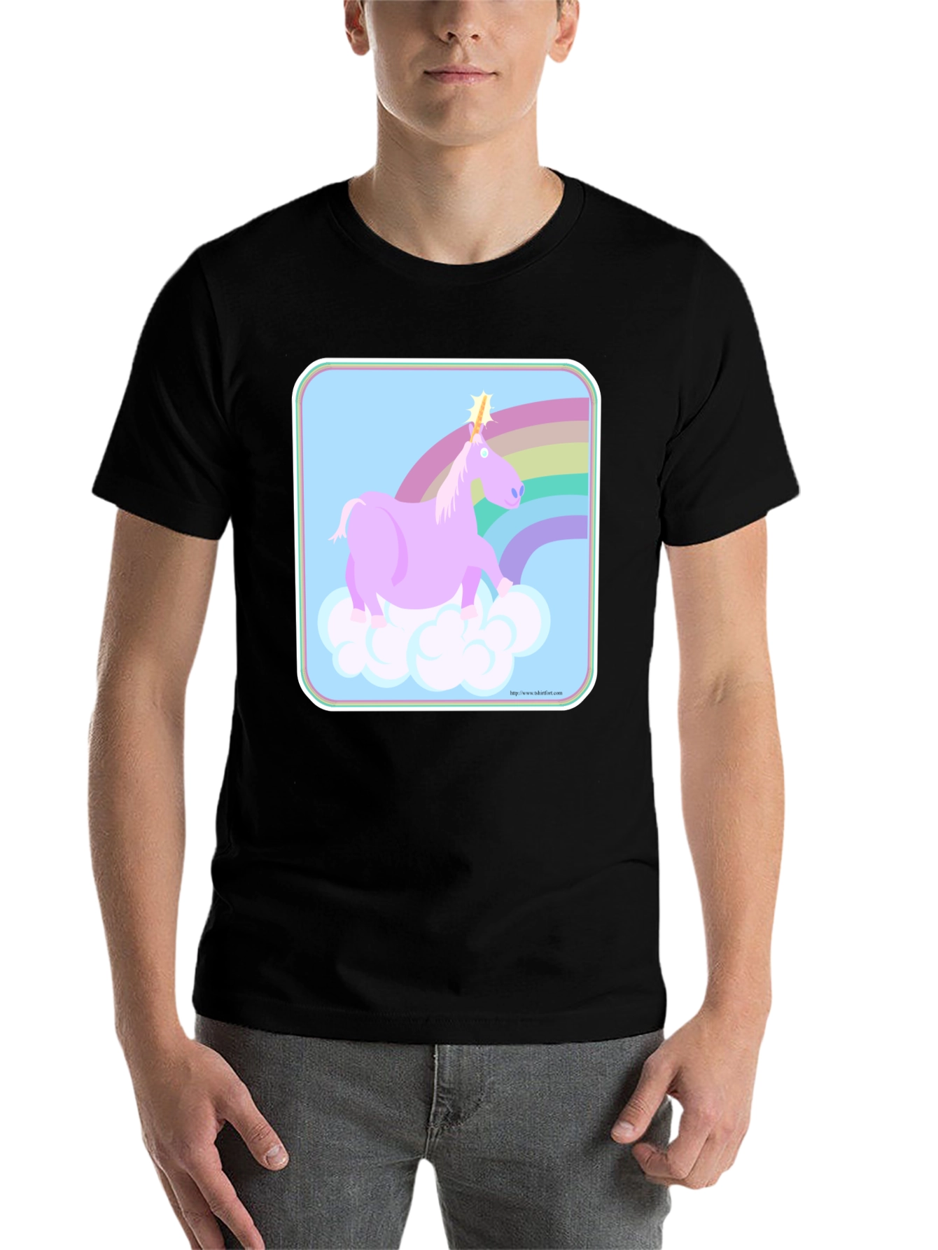 Black Unicorn Rainbow Graphic Tee - Black Cotton Comfort view 7