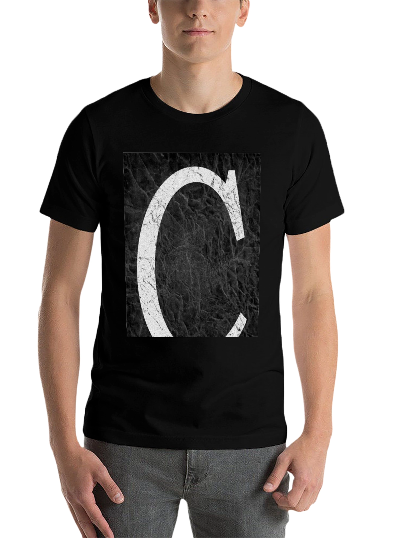 Black Letter C Graphic Tee - Distressed Print view 7
