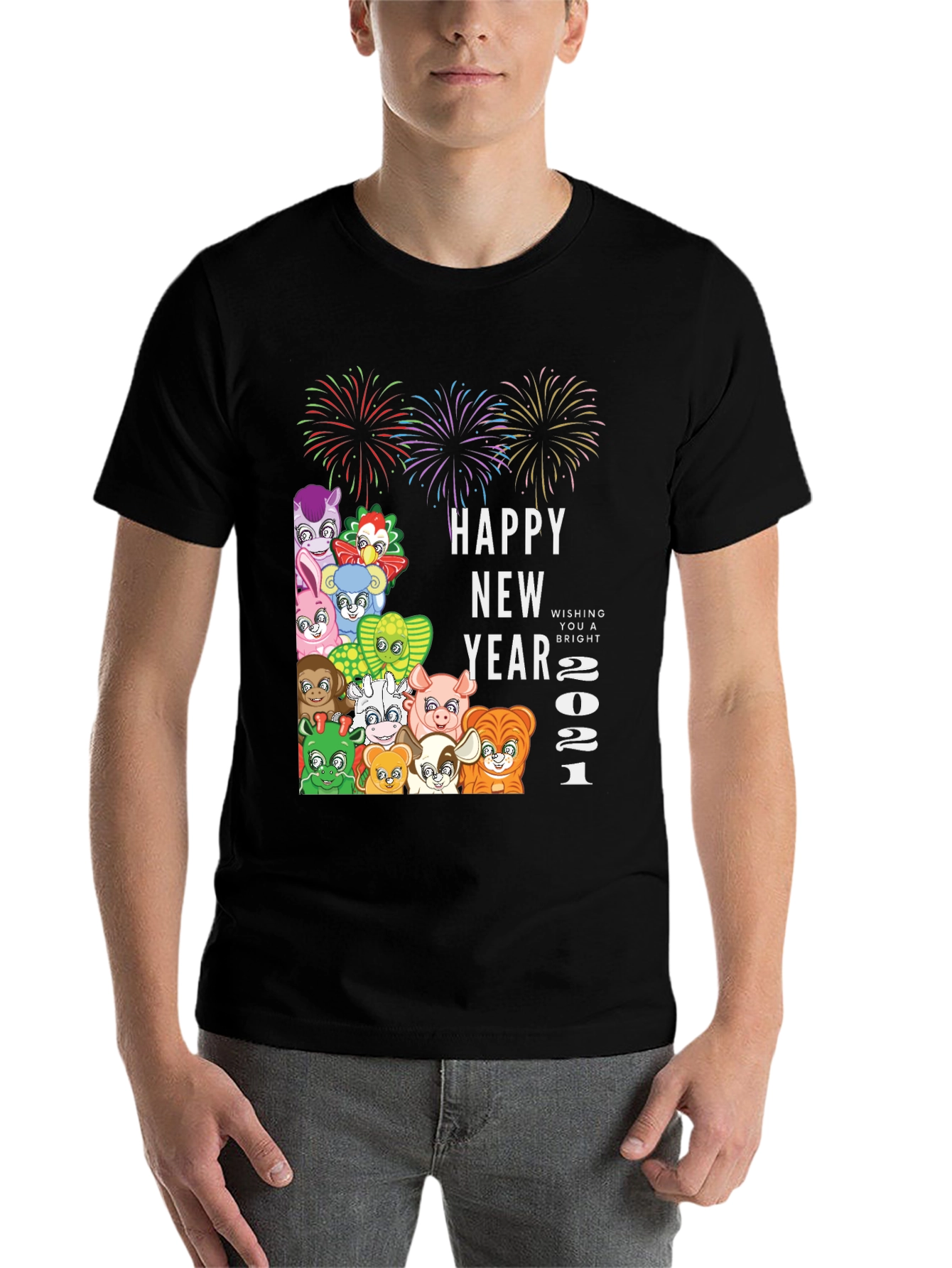 Black Happy New Year 2021 Animals T-Shirt view 7
