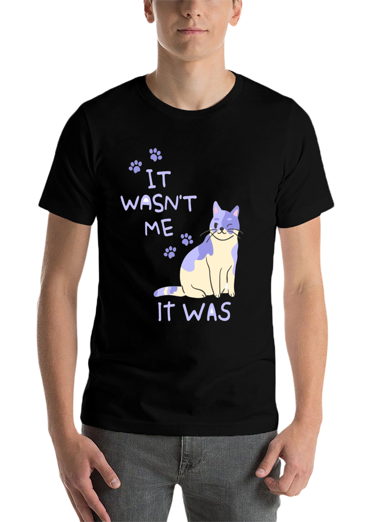 Black It Wasn't Me Cat T-Shirt view 7