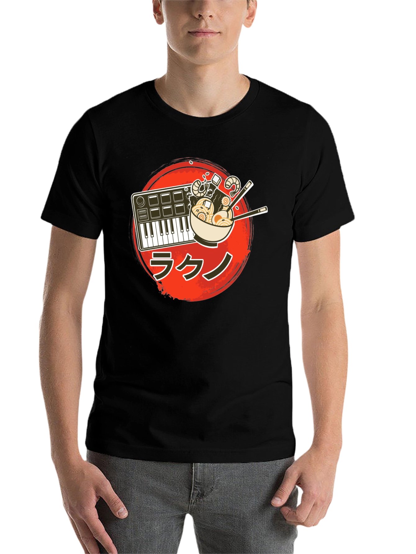 Black Ramen Music T-Shirt - Foodie Musician Tee view 7