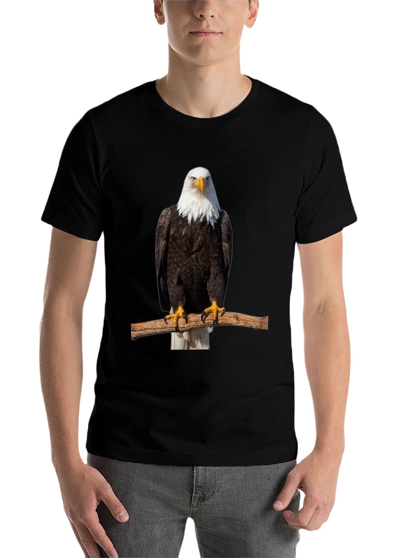 Black Eagle Print Black T-Shirt view 7