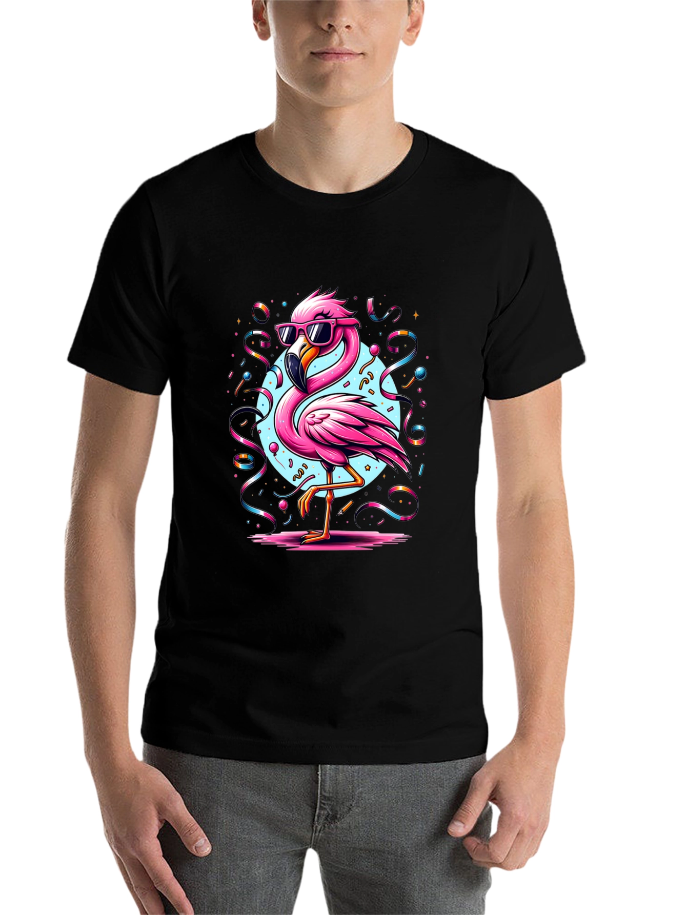 Black Flamingo T-Shirt - Cool Summer Vibes view 7