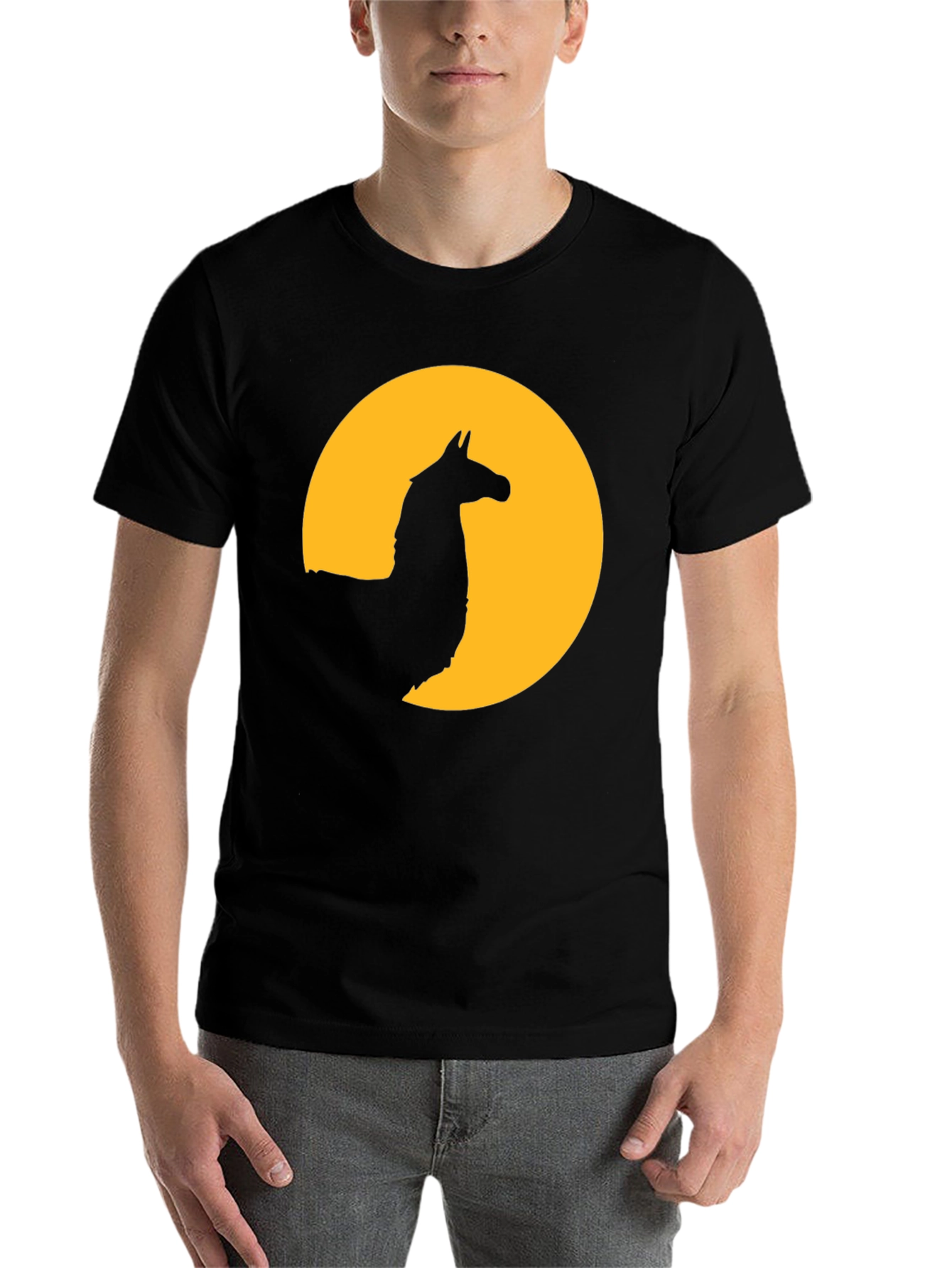 Black Llama Silhouette T-Shirt - Black Graphic Tee view 7